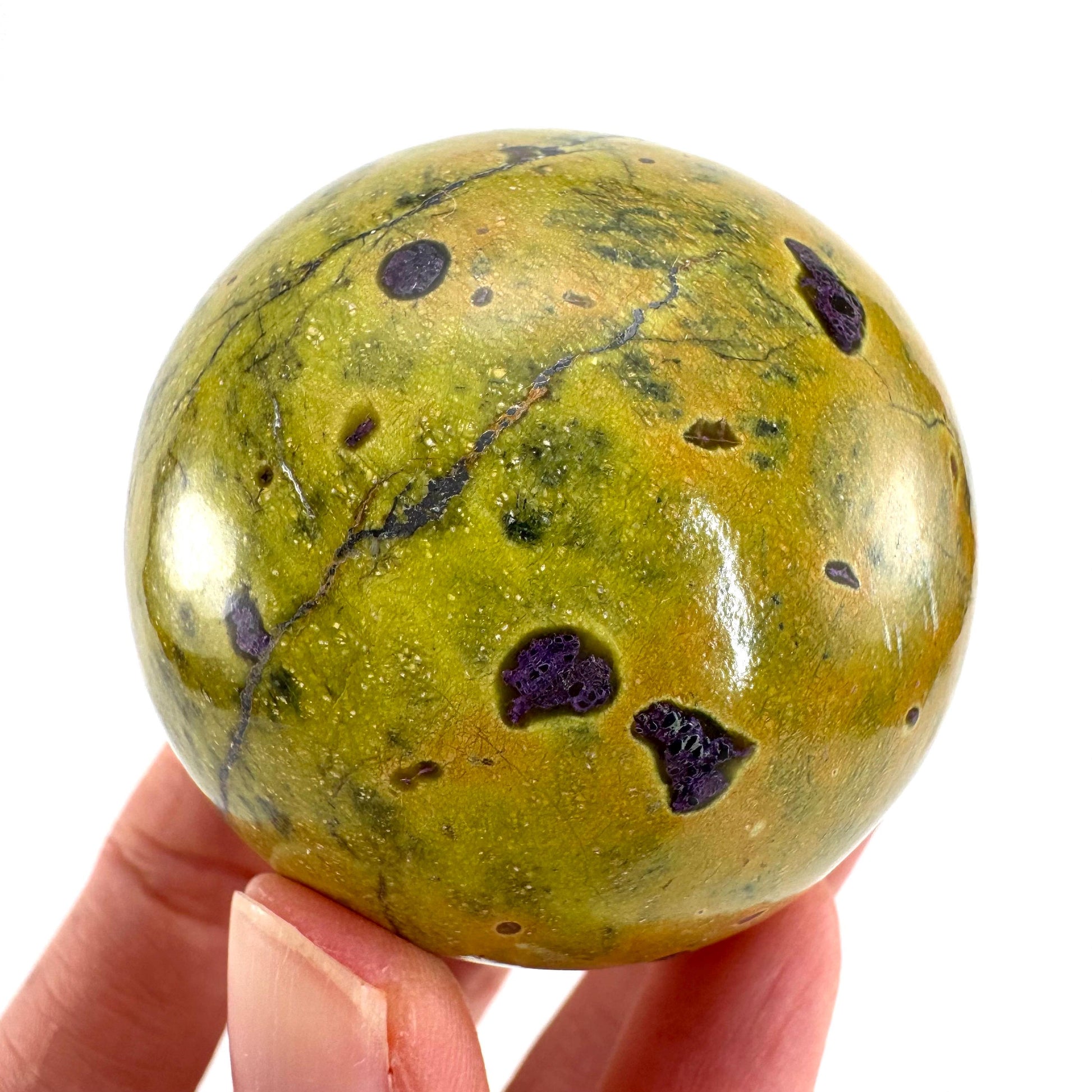 Atlantisite Sphere | Polished Stichtite in Serpentine, Crystal Ball from Tasmania