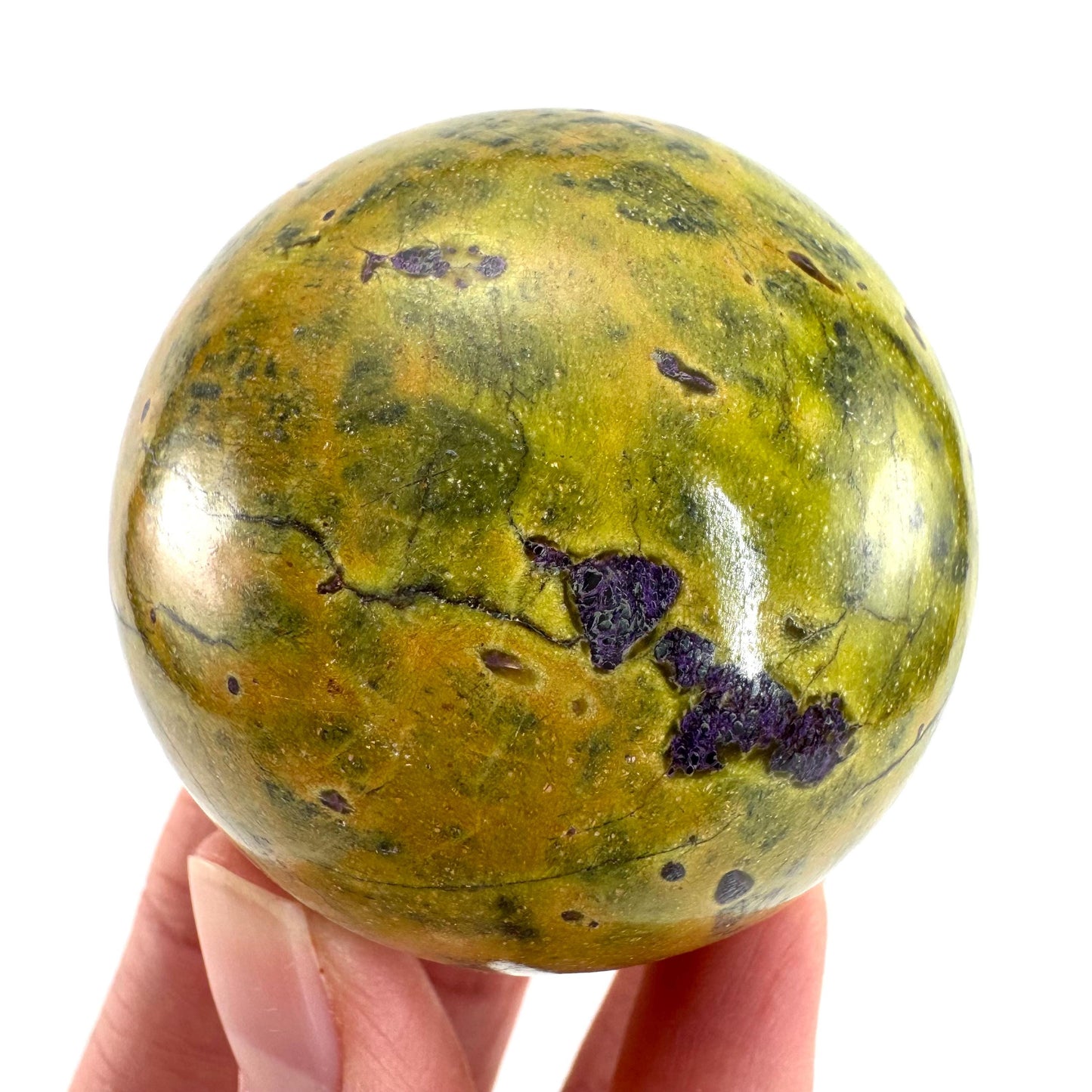 Atlantisite Sphere | Polished Stichtite in Serpentine, Crystal Ball from Tasmania