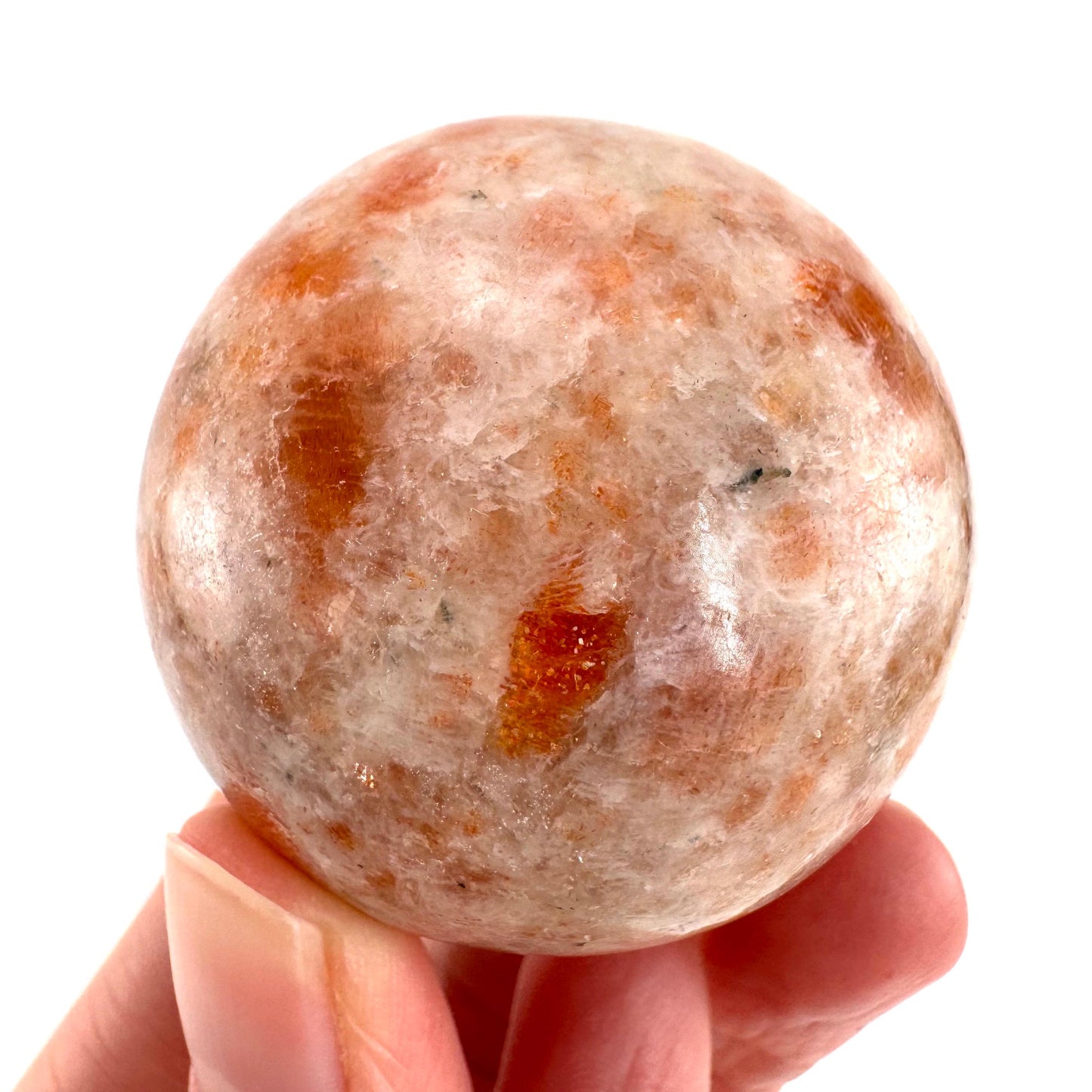 Orange Sunstone Sphere | Polished Flashy Crystal Ball