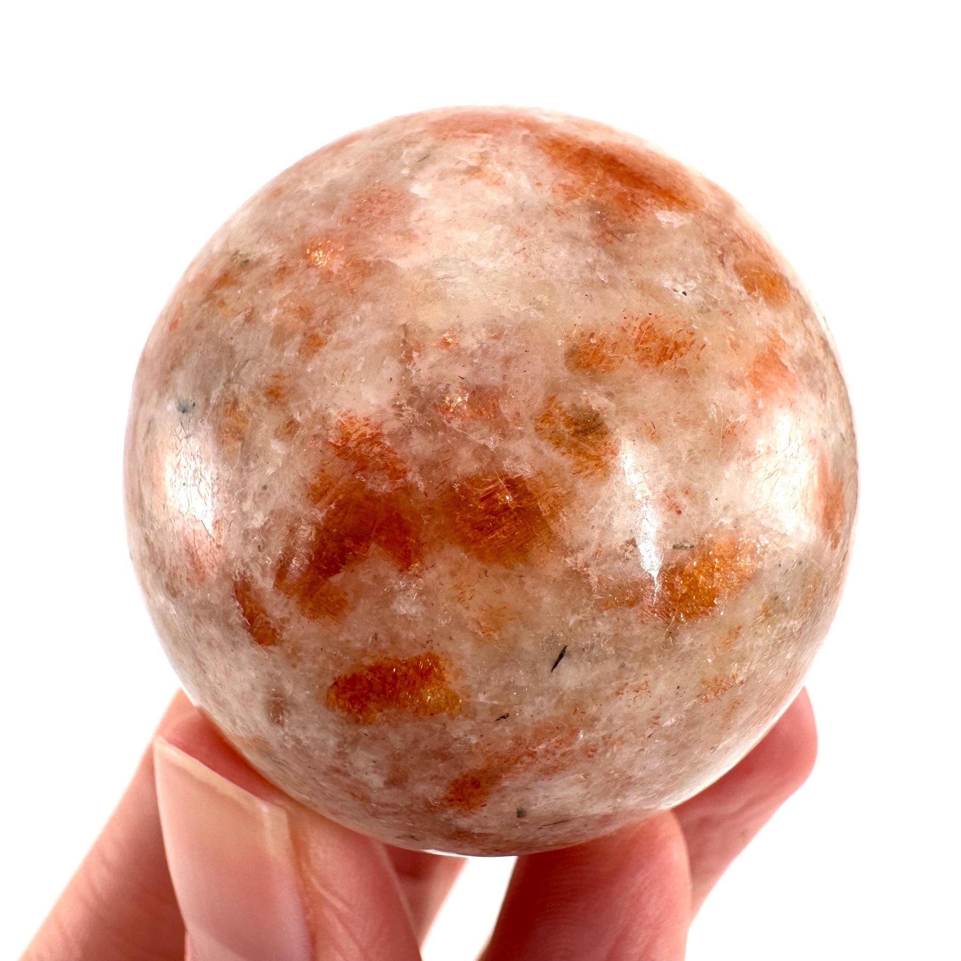 Orange Sunstone Sphere | Polished Flashy Crystal Ball