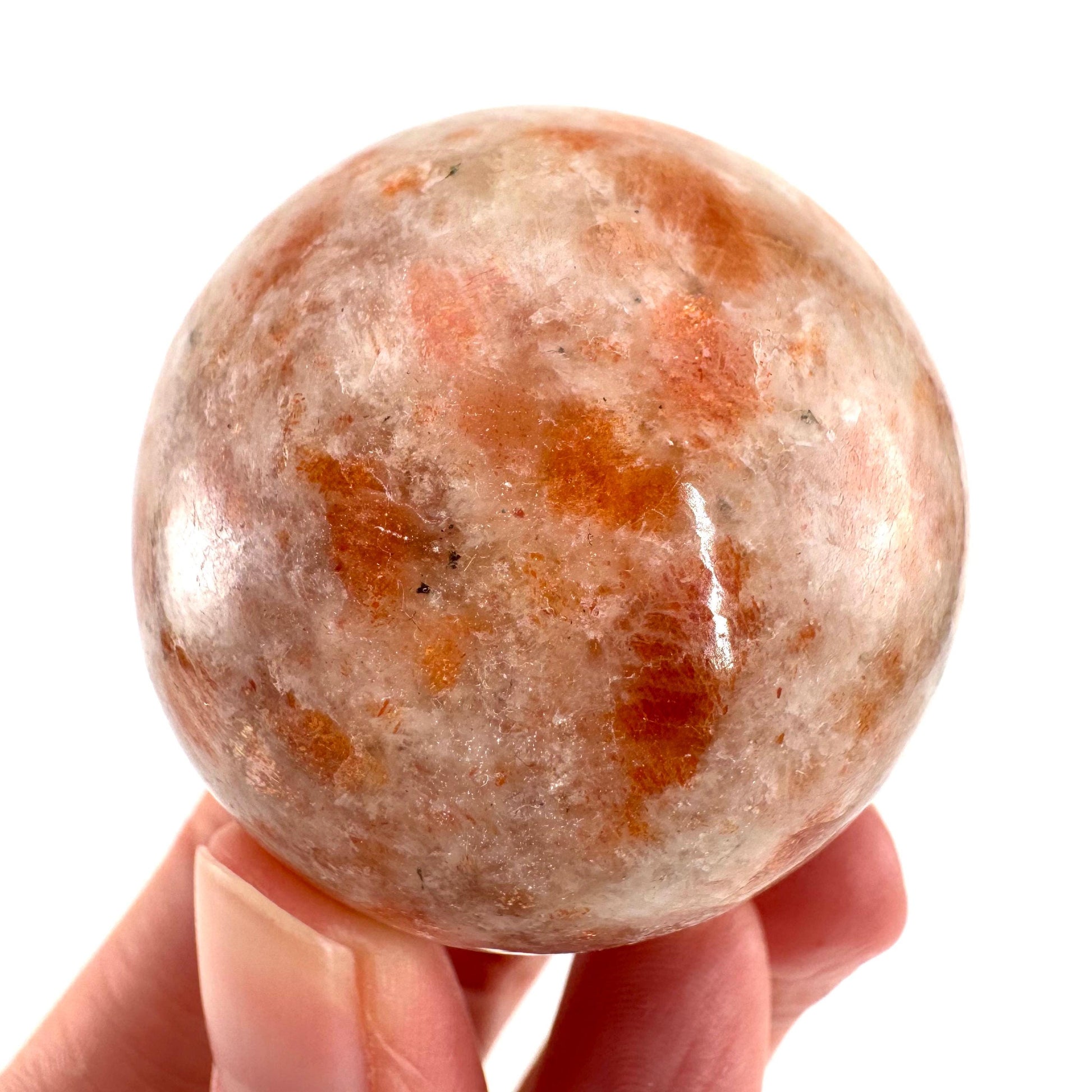 Orange Sunstone Sphere | Polished Flashy Crystal Ball