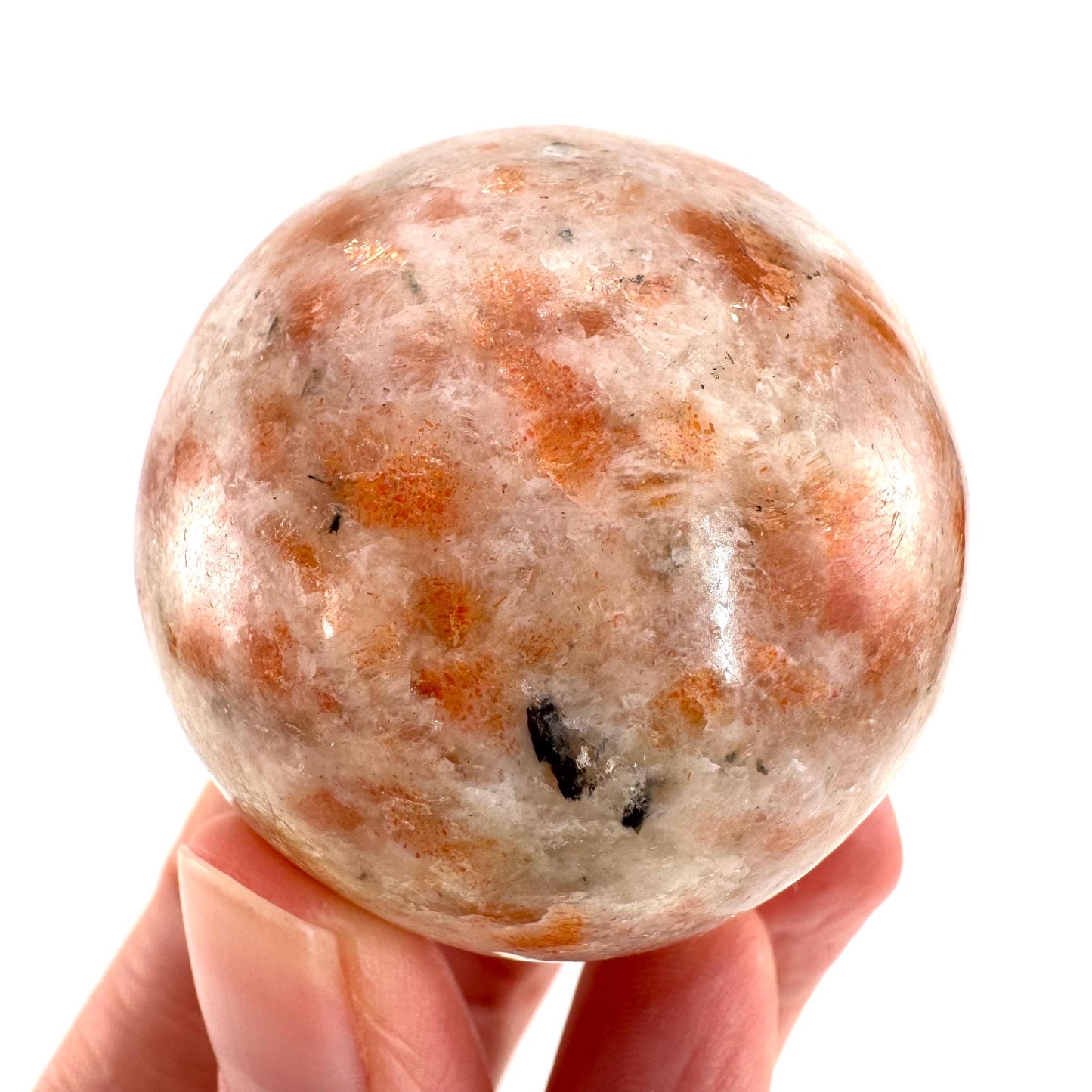 Orange Sunstone Sphere | Polished Flashy Crystal Ball