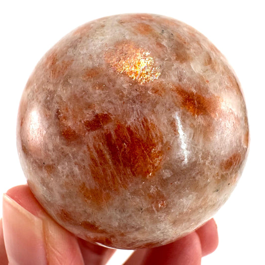 Orange Sunstone Sphere | Polished Flashy Crystal Ball