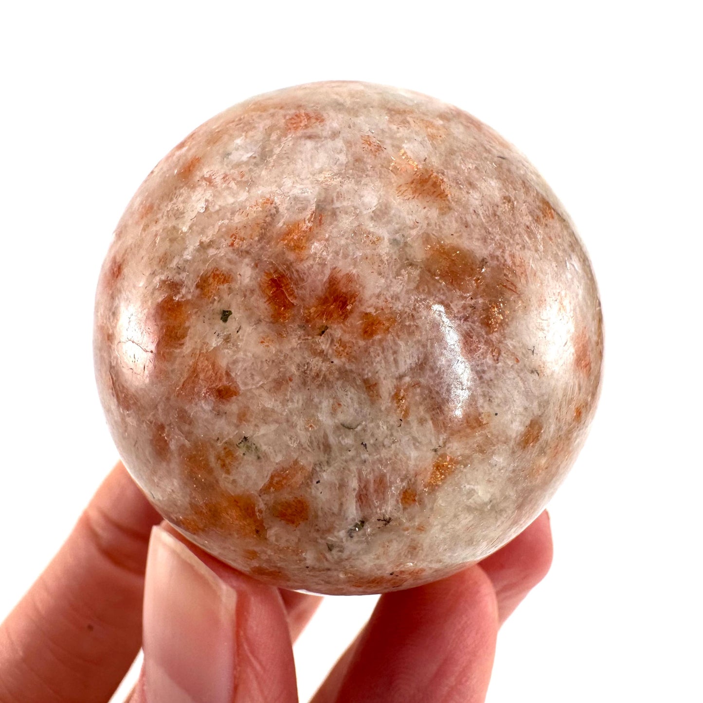 Orange Sunstone Sphere | Polished Flashy Crystal Ball