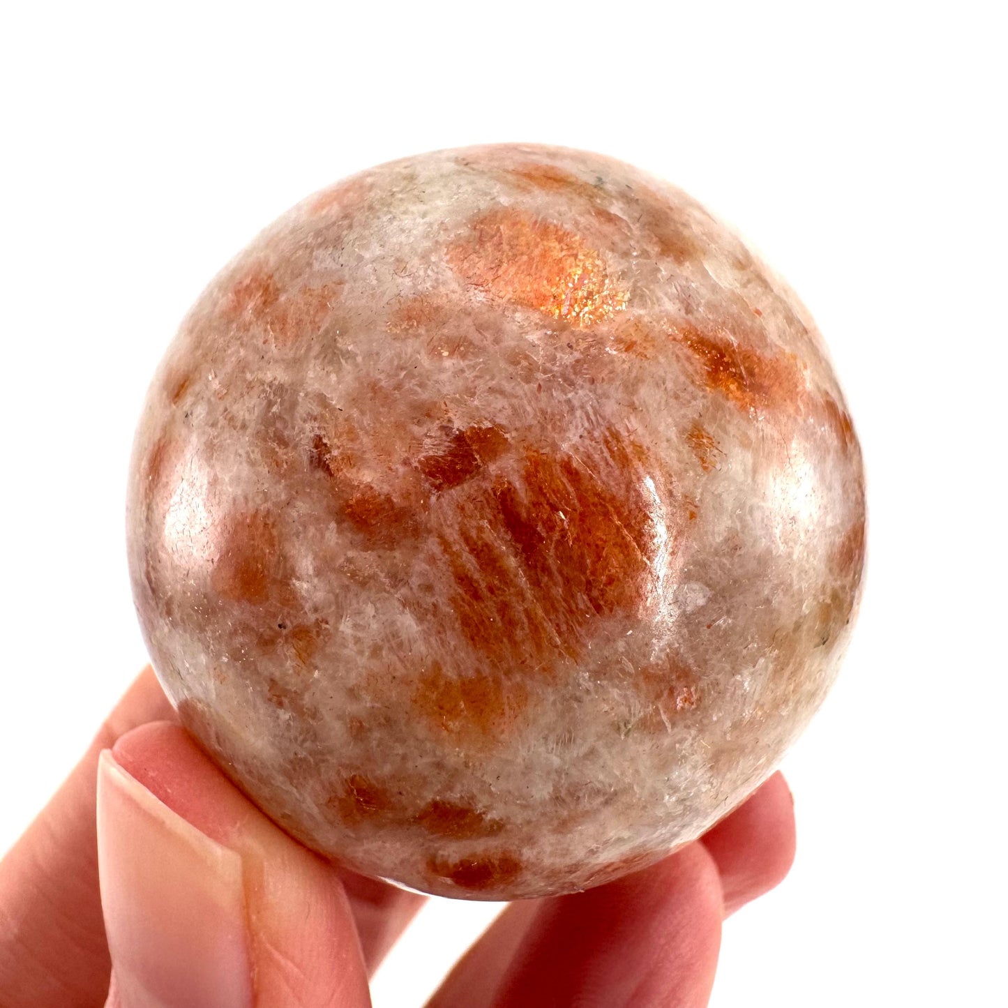 Orange Sunstone Sphere | Polished Flashy Crystal Ball