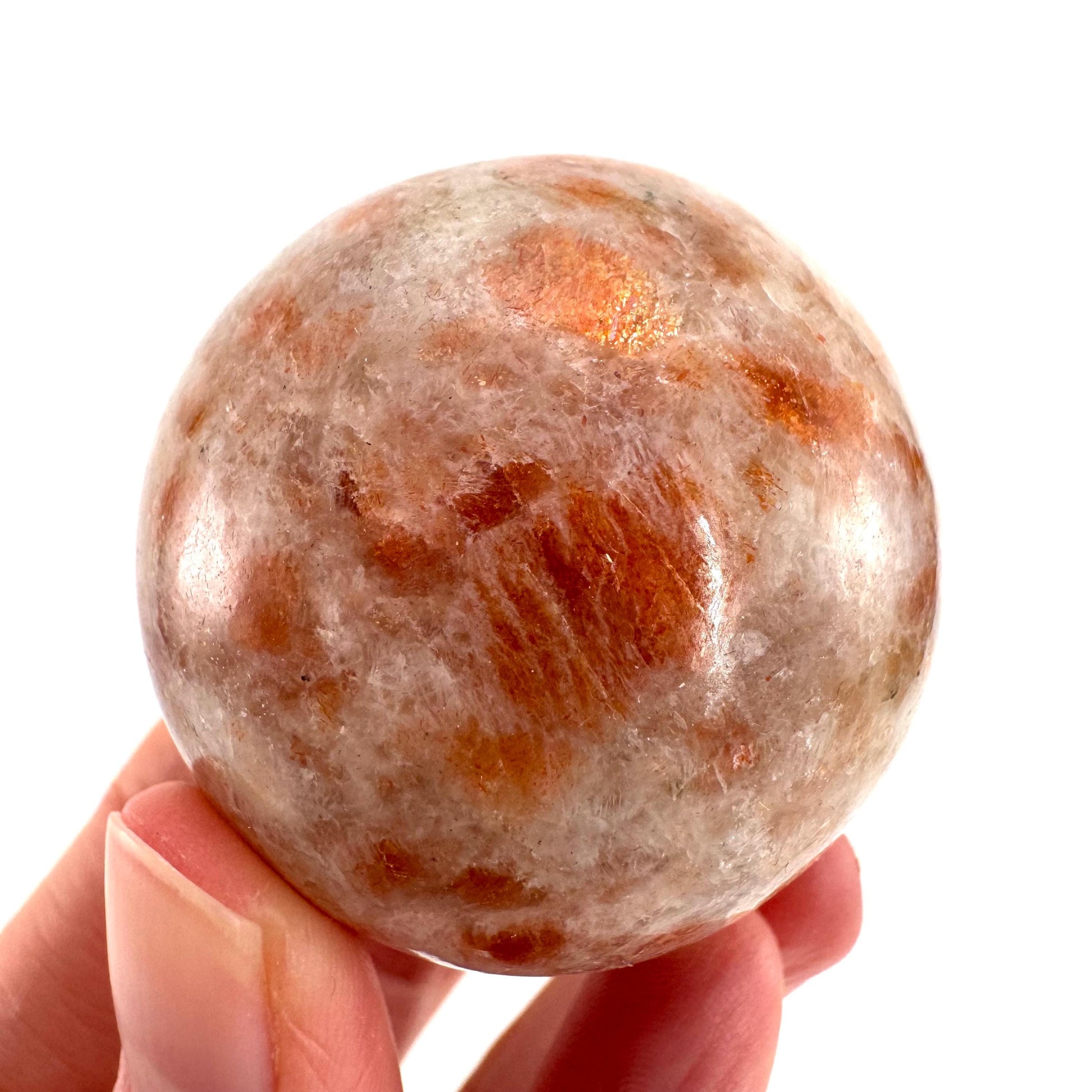Orange Sunstone Sphere | Polished Flashy Crystal Ball