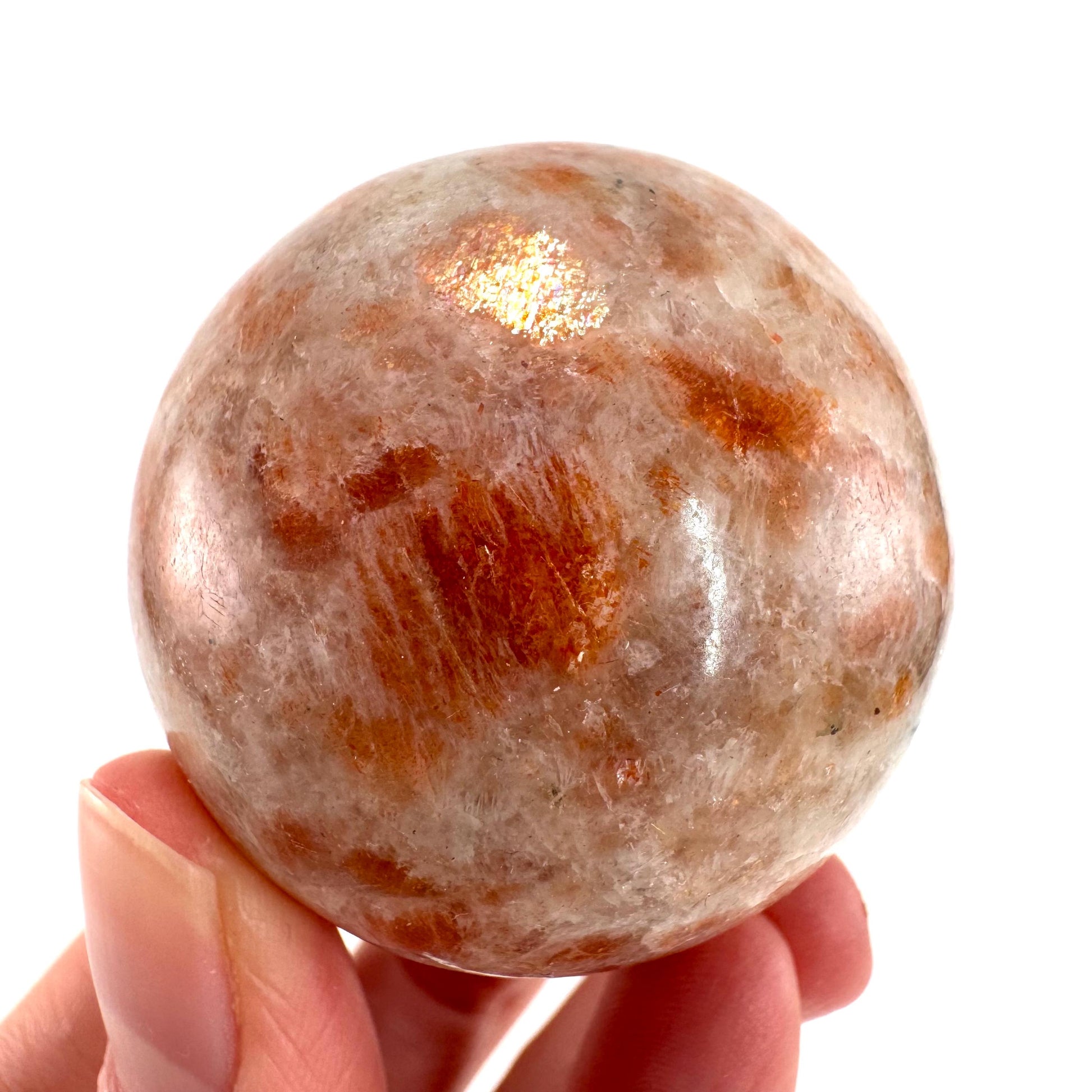 Orange Sunstone Sphere | Polished Flashy Crystal Ball