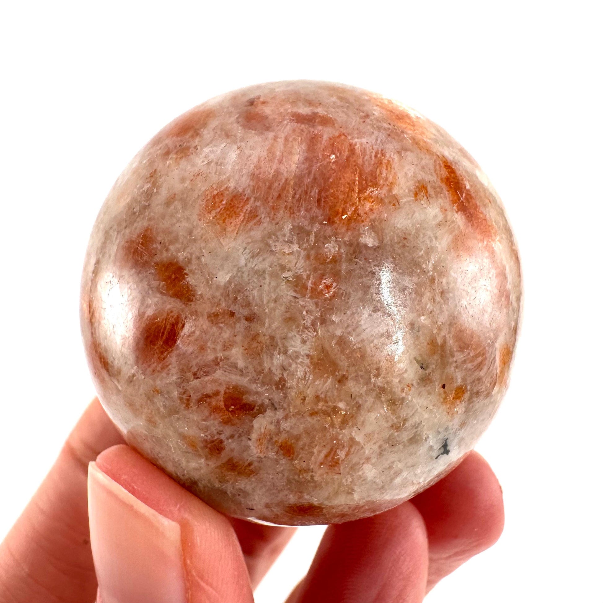 Orange Sunstone Sphere | Polished Flashy Crystal Ball