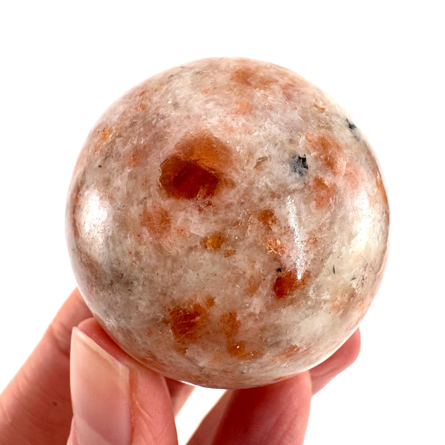 Orange Sunstone Sphere | Polished Flashy Crystal Ball