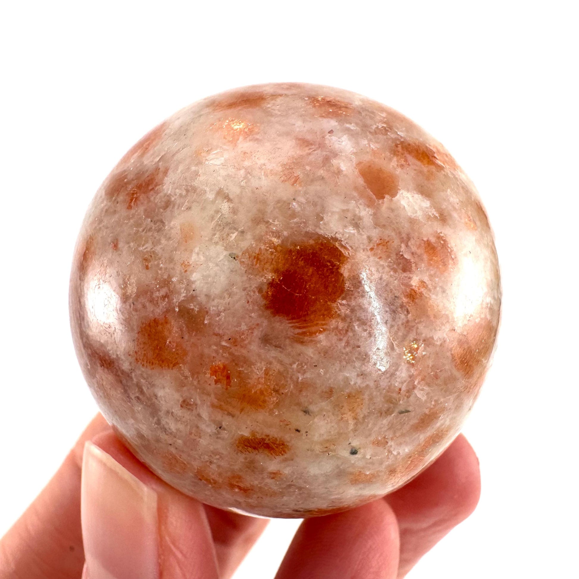 Orange Sunstone Sphere | Polished Flashy Crystal Ball