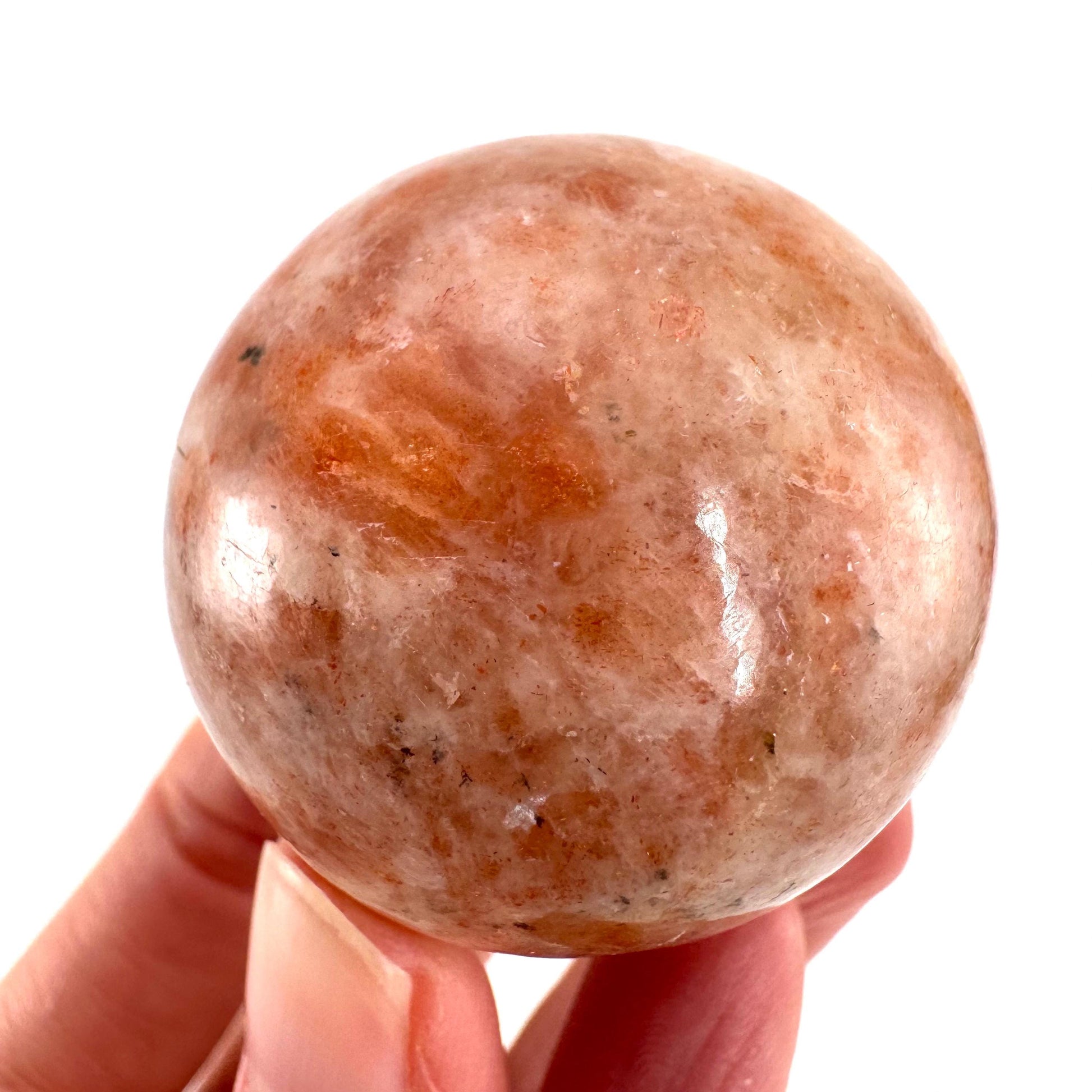 Orange Sunstone Sphere | Polished Flashy Crystal Ball