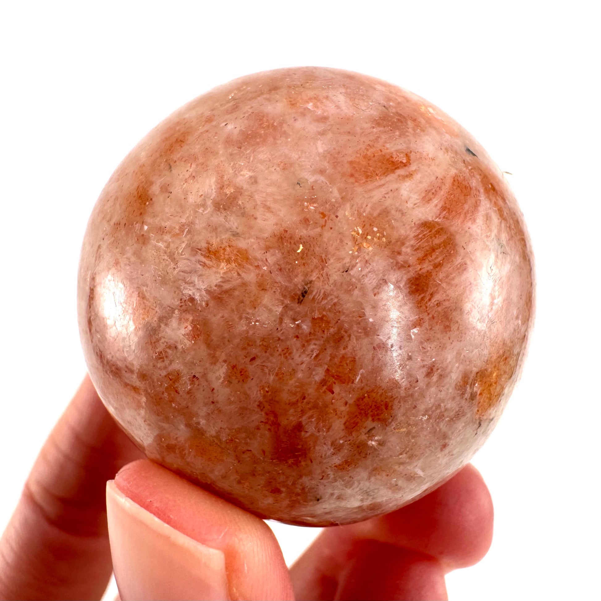 Orange Sunstone Sphere | Polished Flashy Crystal Ball