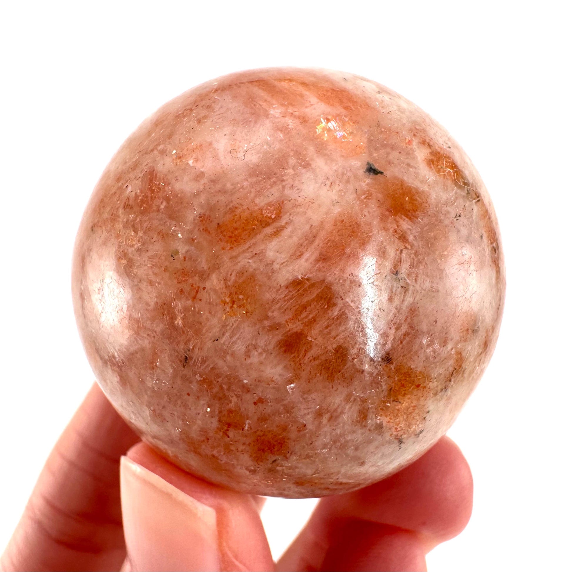 Orange Sunstone Sphere | Polished Flashy Crystal Ball