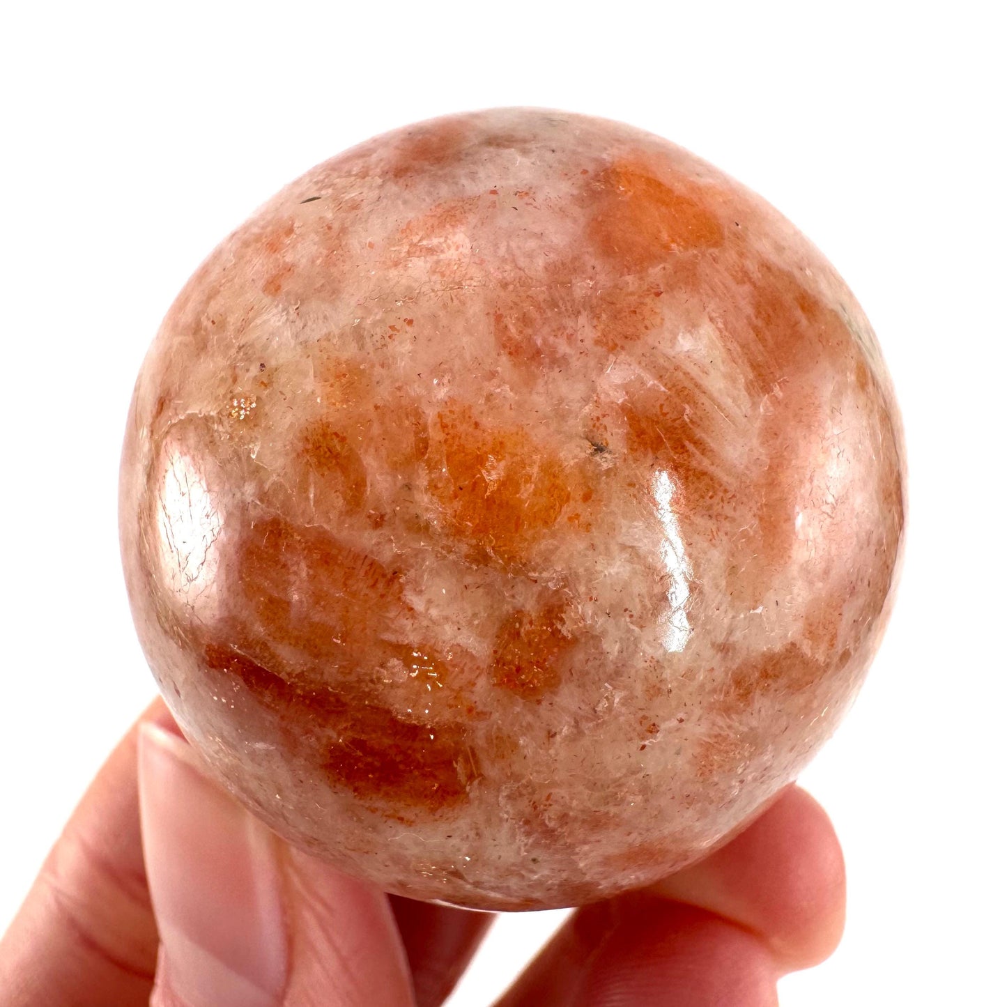 Orange Sunstone Sphere | Polished Flashy Crystal Ball