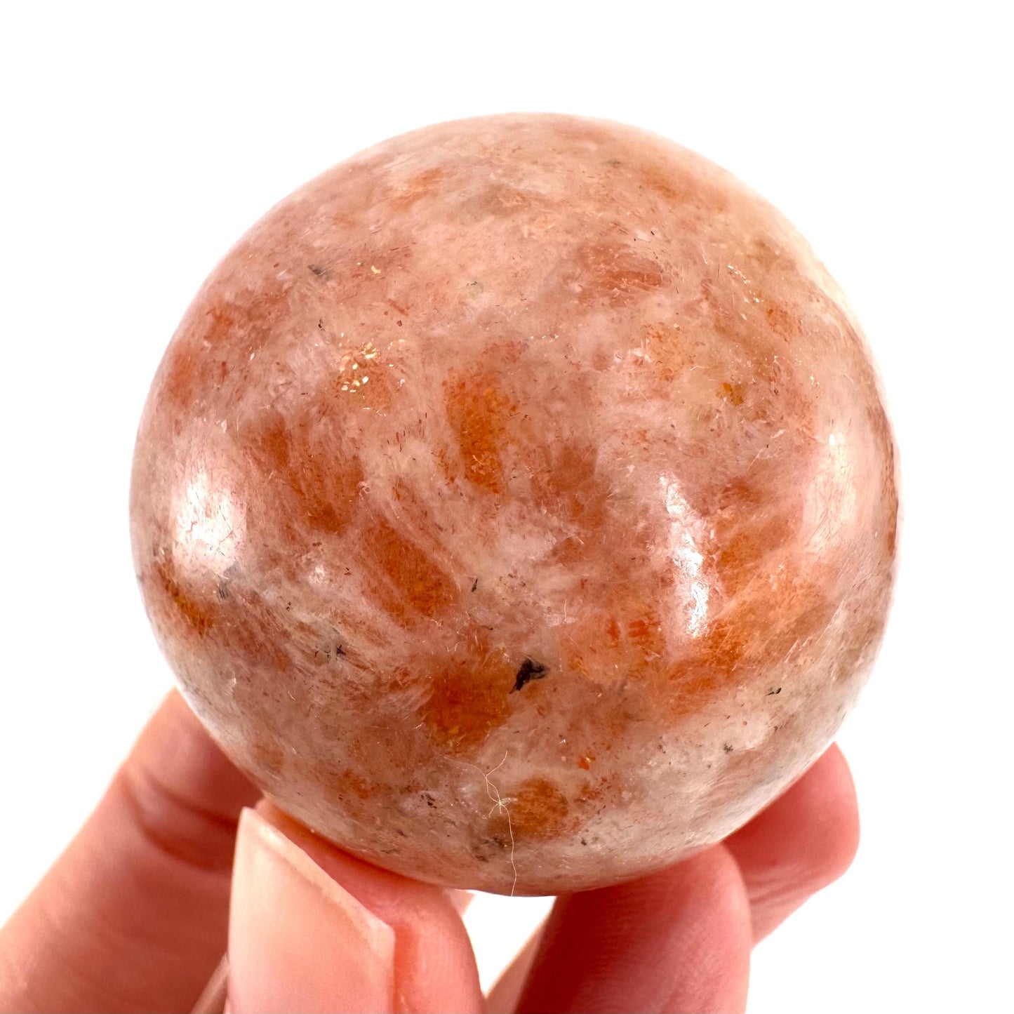 Orange Sunstone Sphere | Polished Flashy Crystal Ball