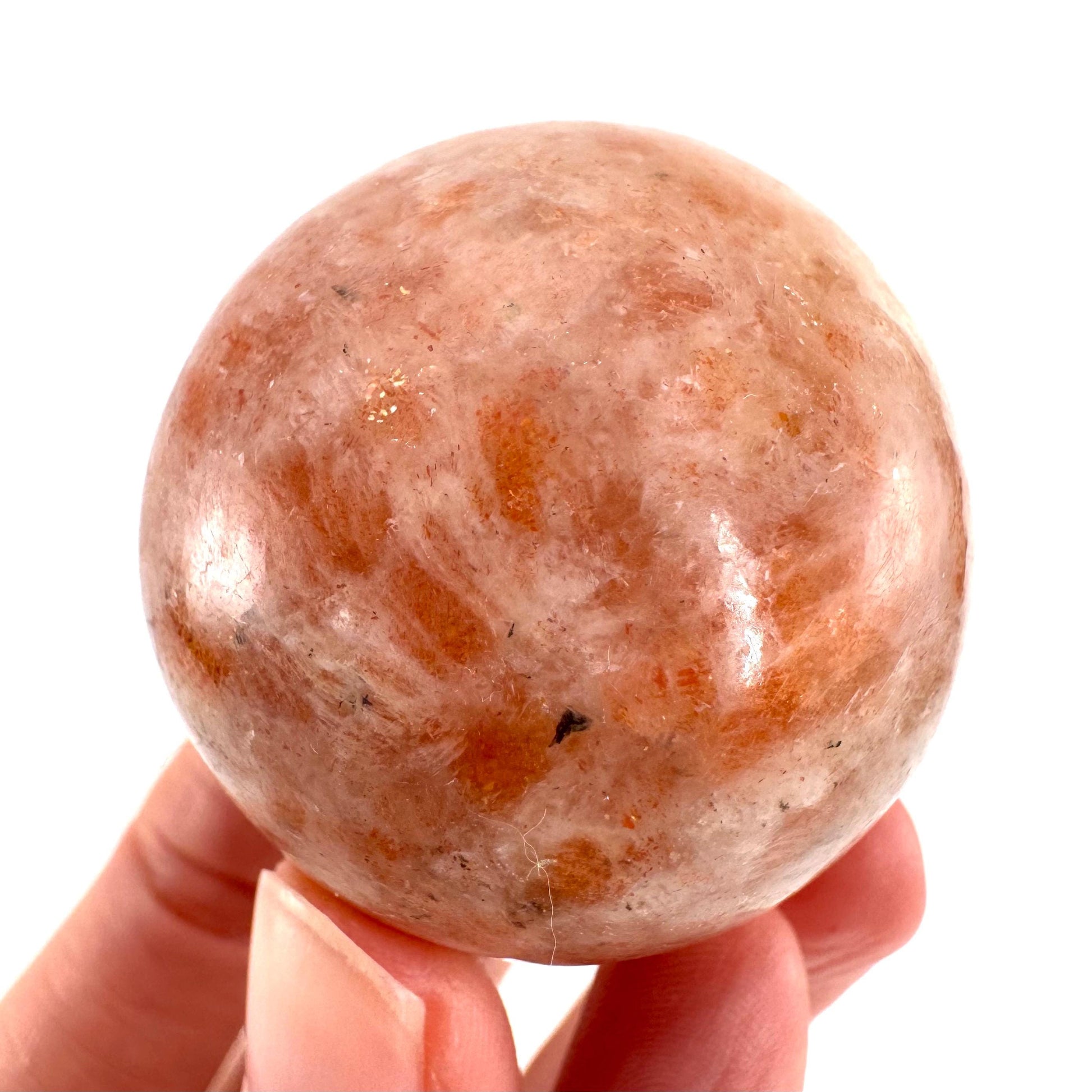 Orange Sunstone Sphere | Polished Flashy Crystal Ball