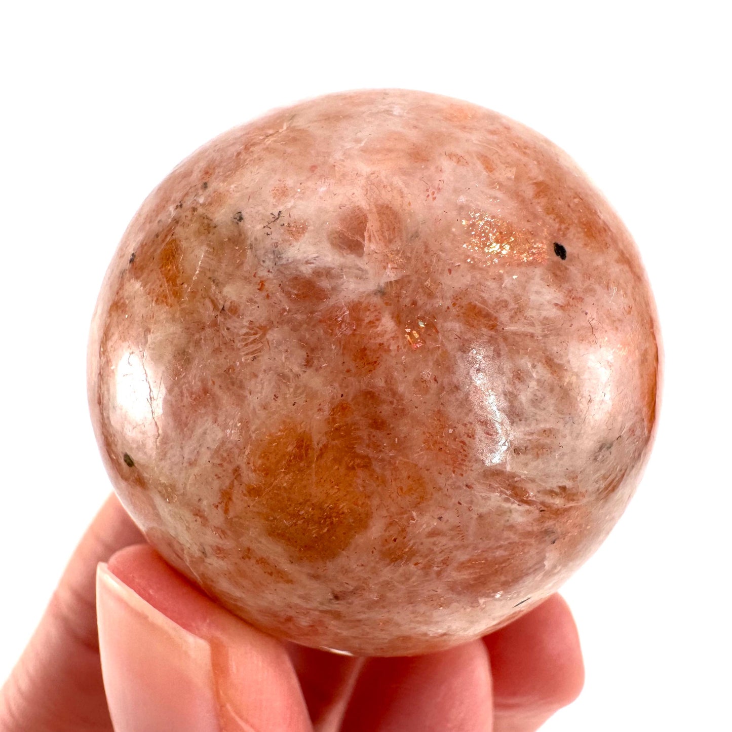 Orange Sunstone Sphere | Polished Flashy Crystal Ball
