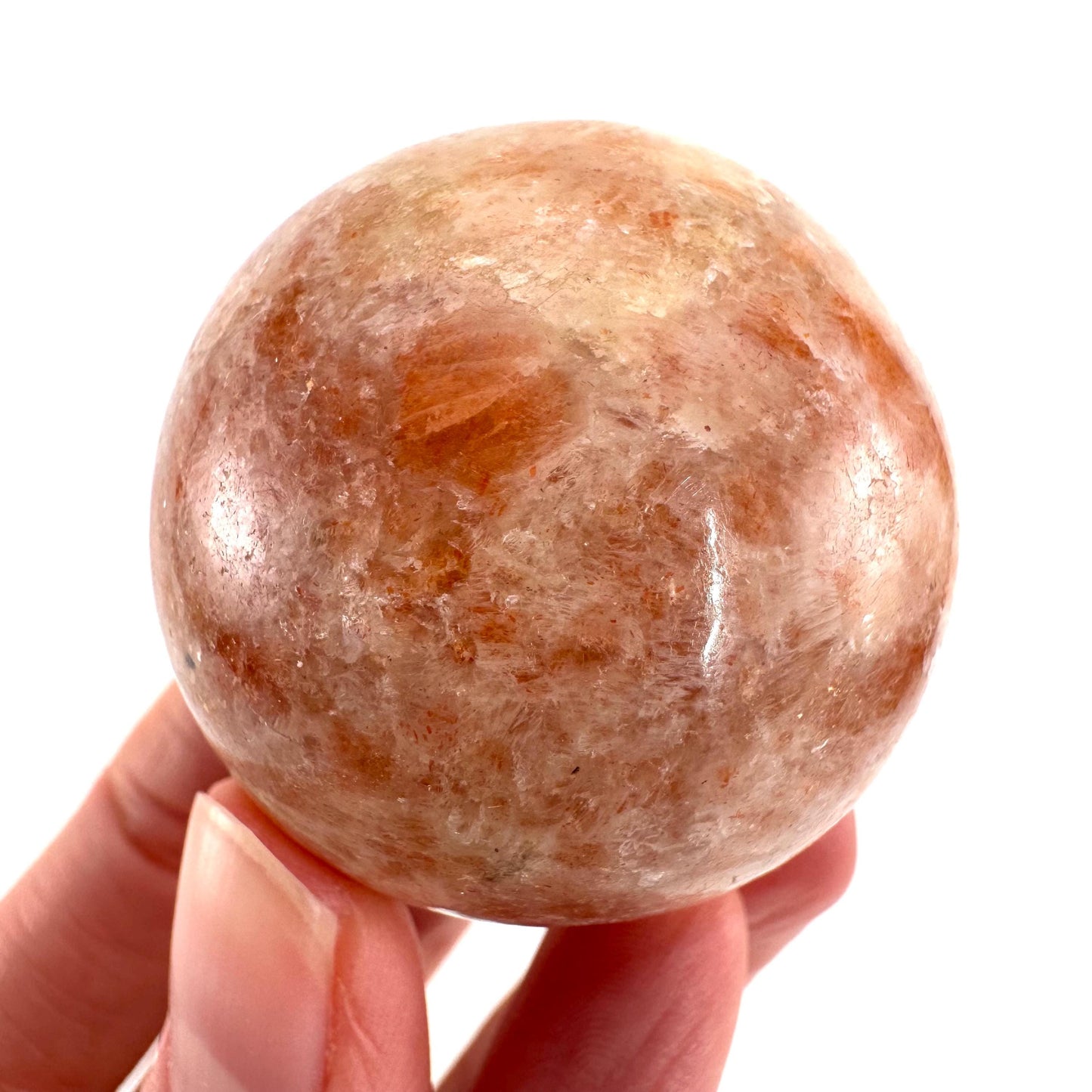 Orange Sunstone Sphere | Polished Flashy Crystal Ball