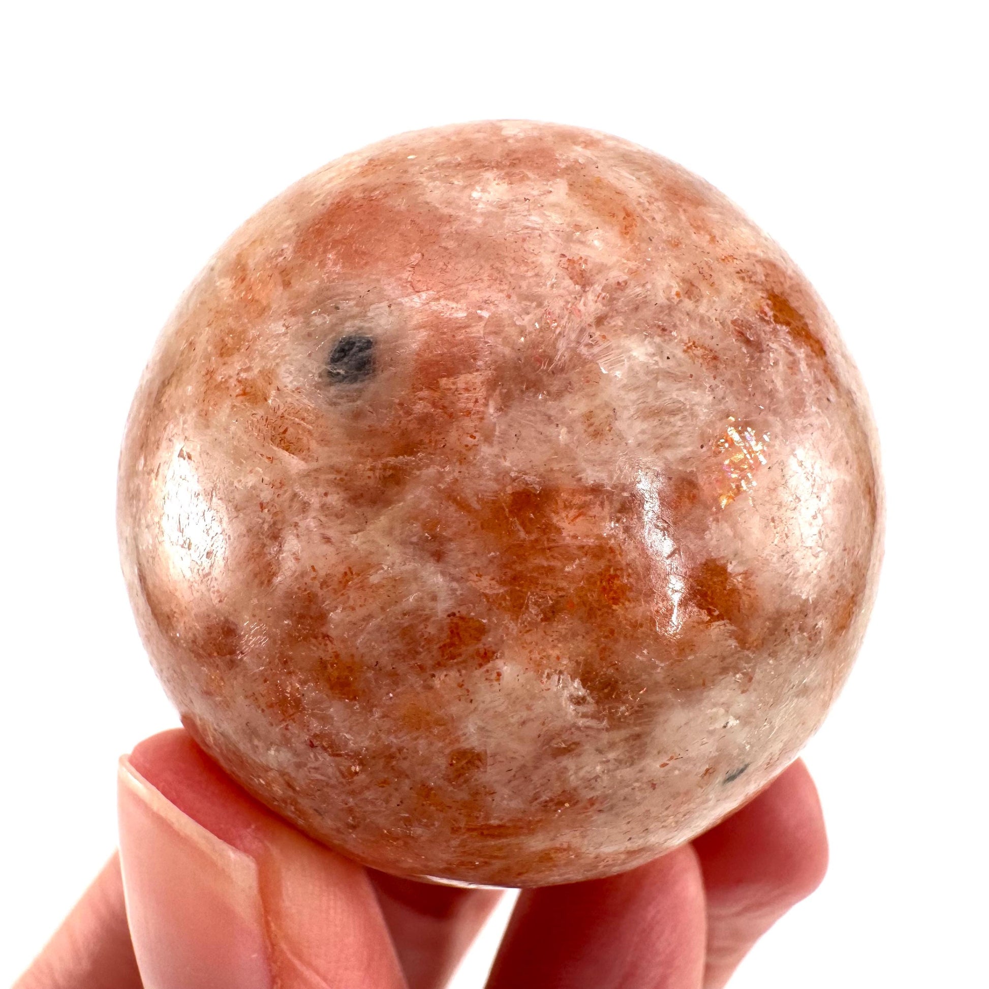 Orange Sunstone Sphere | Polished Flashy Crystal Ball