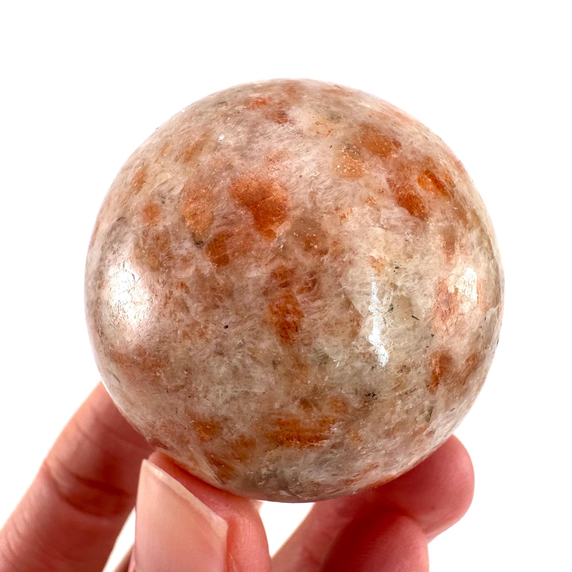 Orange Sunstone Sphere | Polished Flashy Crystal Ball