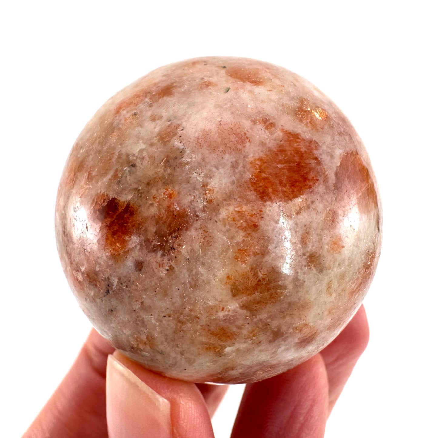 Orange Sunstone Sphere | Polished Flashy Crystal Ball