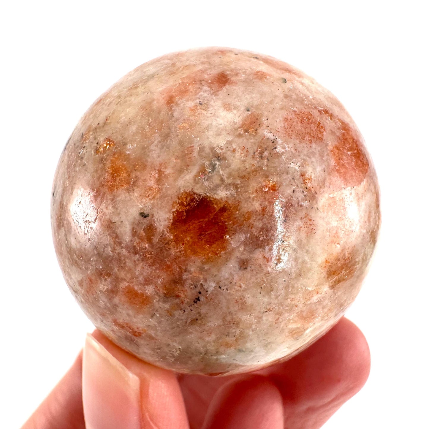 Orange Sunstone Sphere | Polished Flashy Crystal Ball