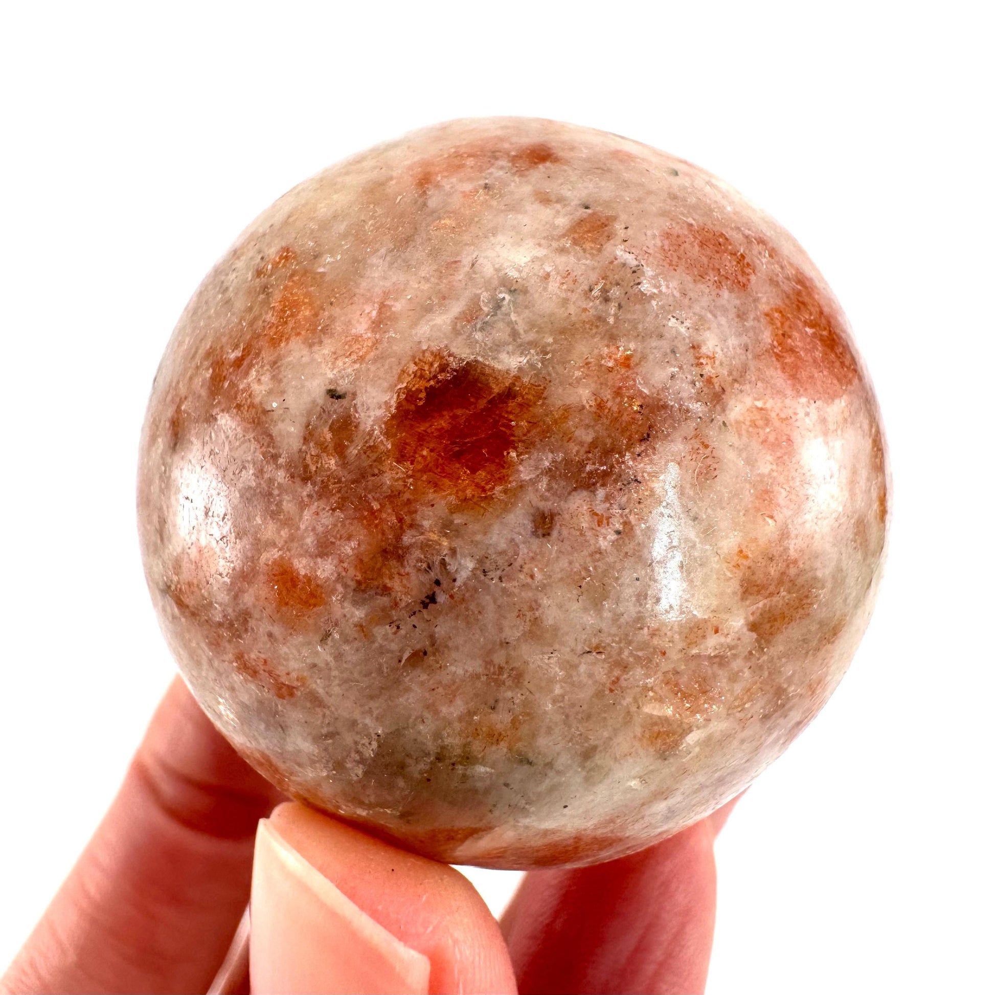 Orange Sunstone Sphere | Polished Flashy Crystal Ball