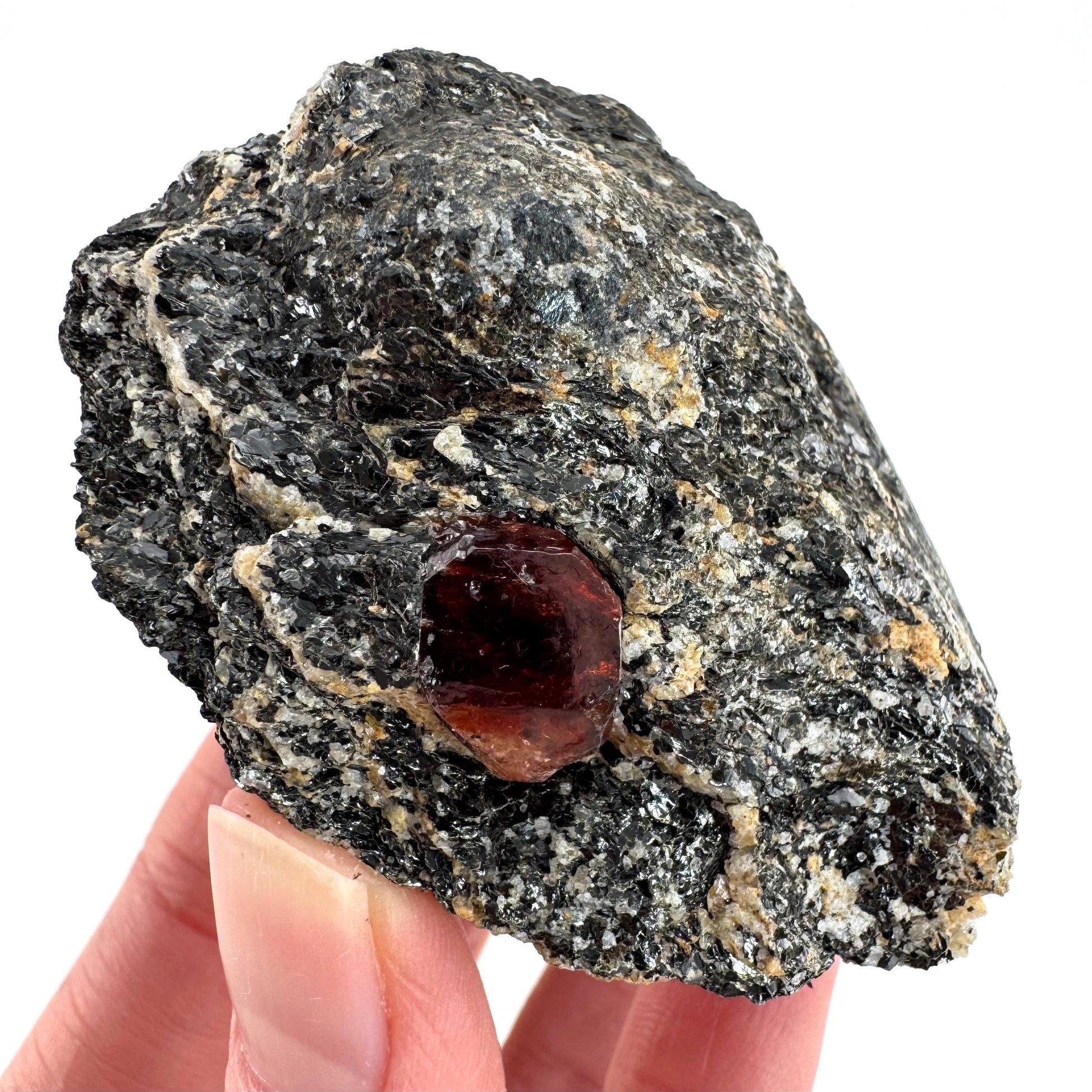 Red Zircon on Matrix | natural red crystal, mineral specimen from Pakistan
