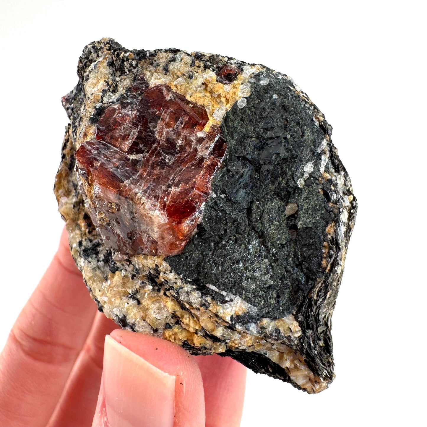 Red Zircon on Matrix | natural red crystal, mineral specimen from Pakistan