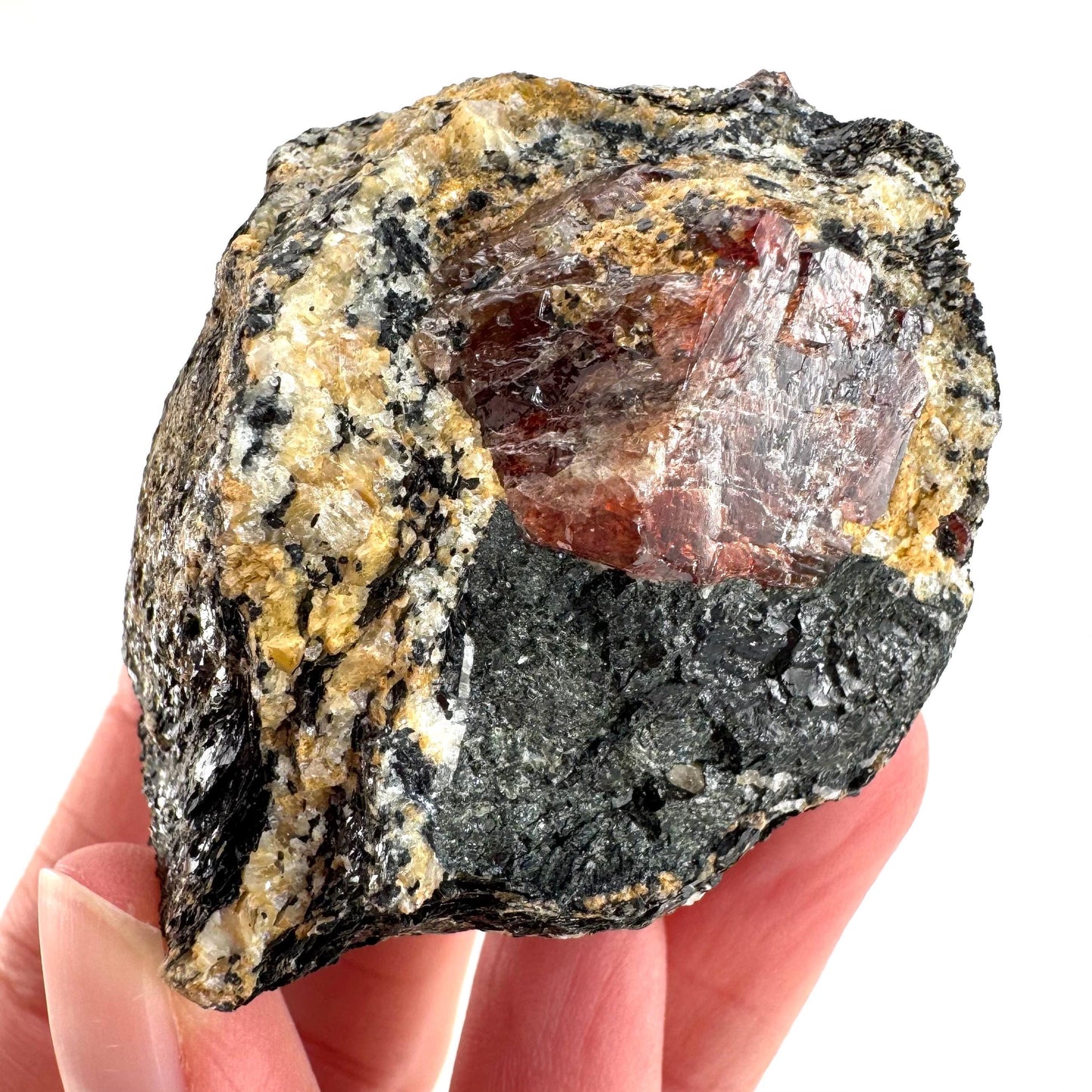 Red Zircon on Matrix | natural red crystal, mineral specimen from Pakistan