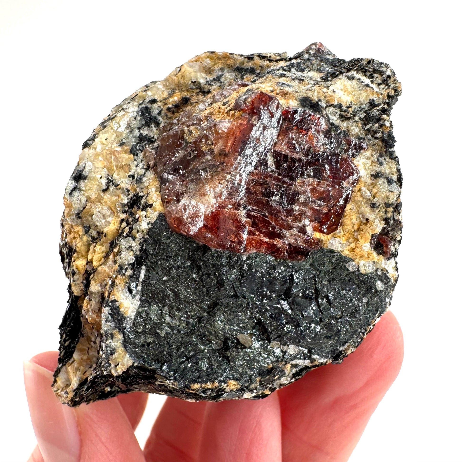 Red Zircon on Matrix | natural red crystal, mineral specimen from Pakistan