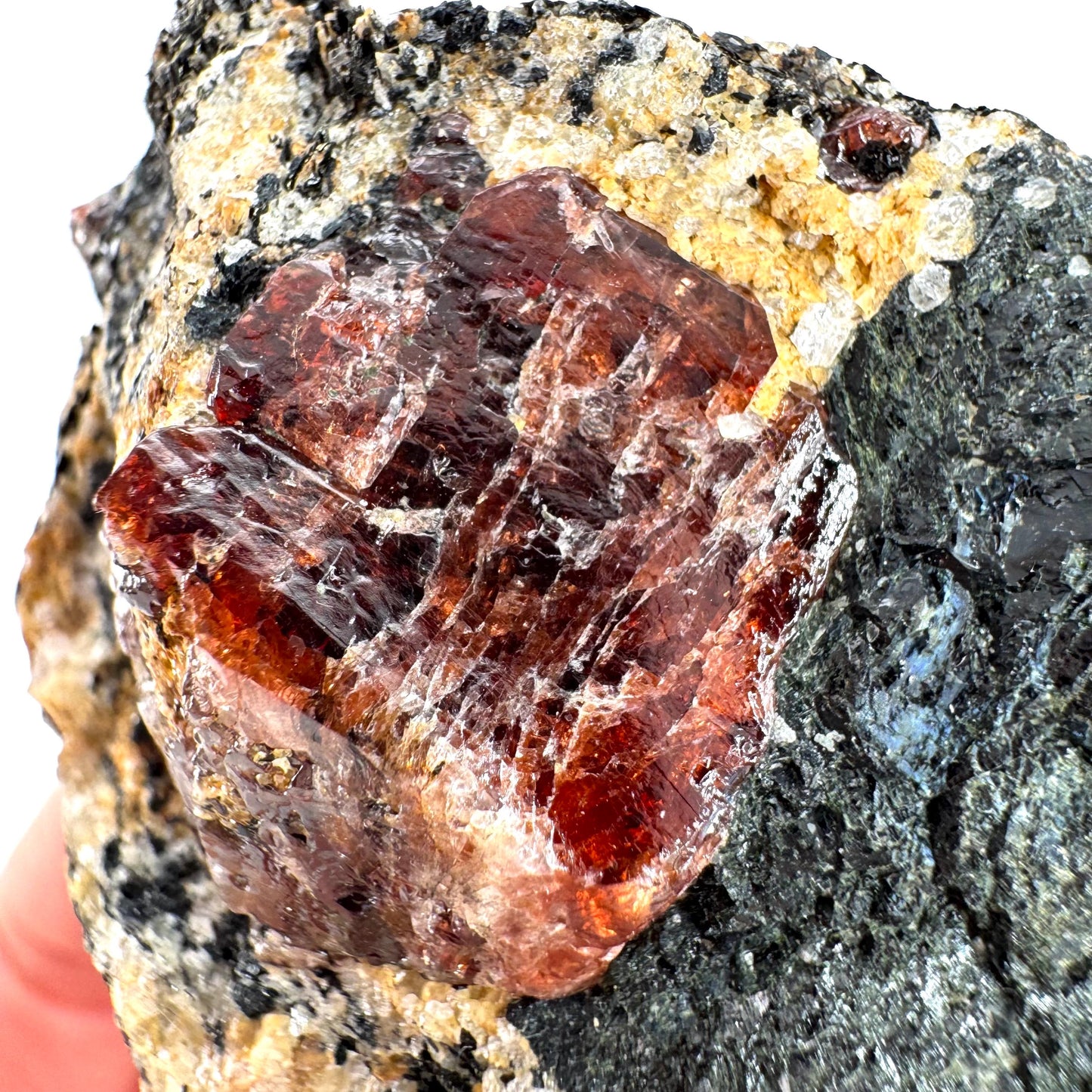 Red Zircon on Matrix | natural red crystal, mineral specimen from Pakistan