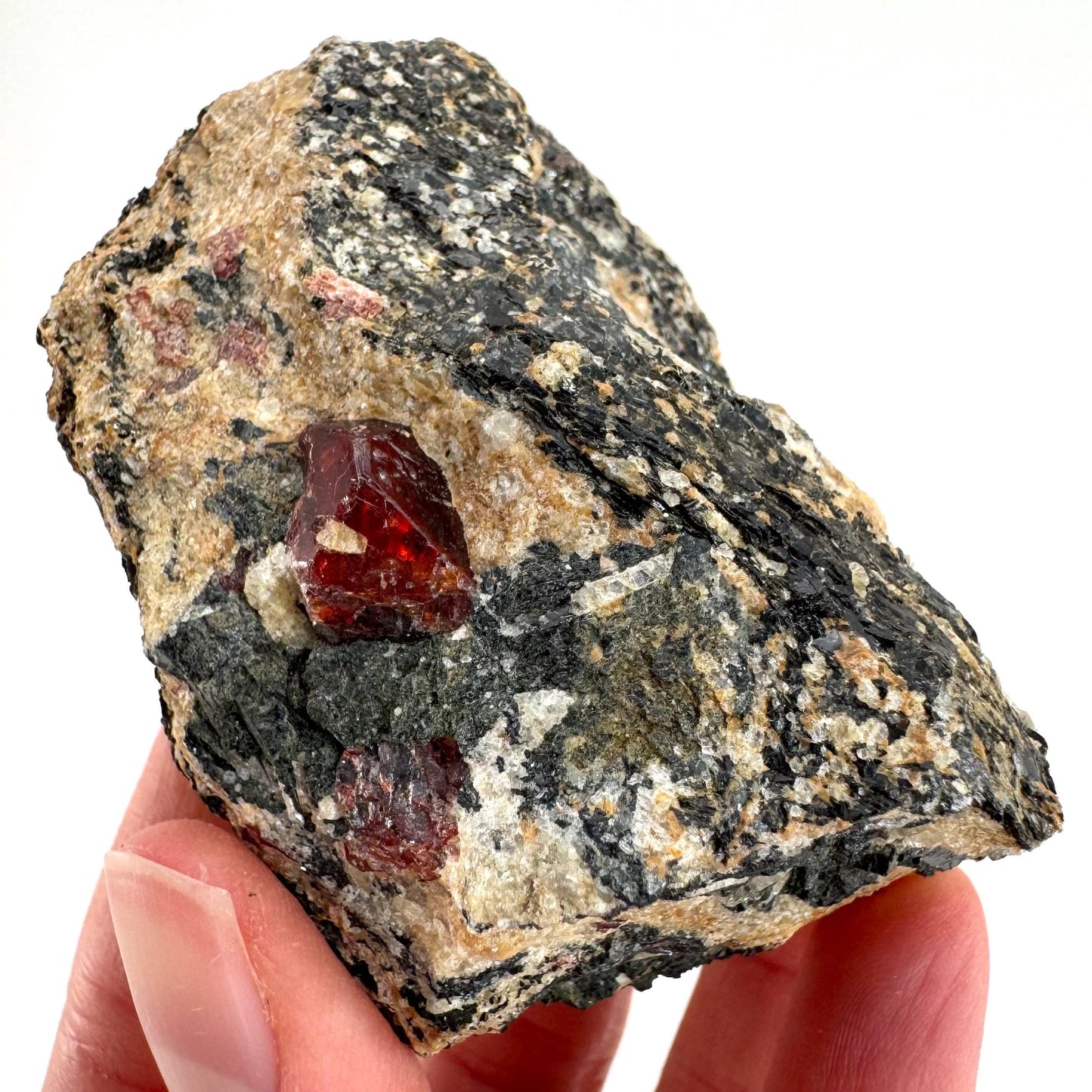 Red Zircon on Matrix | natural red crystal, mineral specimen from Pakistan