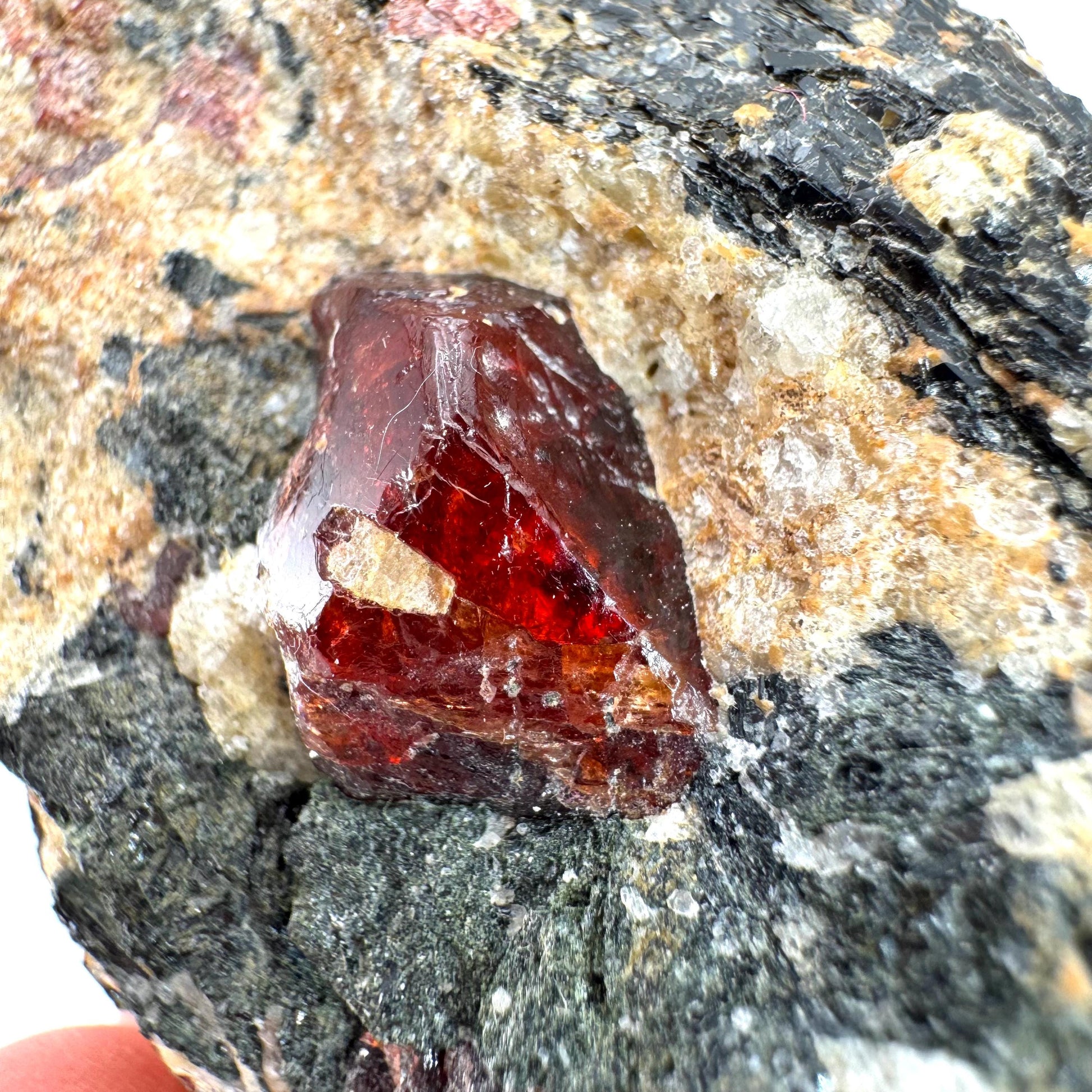 Red Zircon on Matrix | natural red crystal, mineral specimen from Pakistan