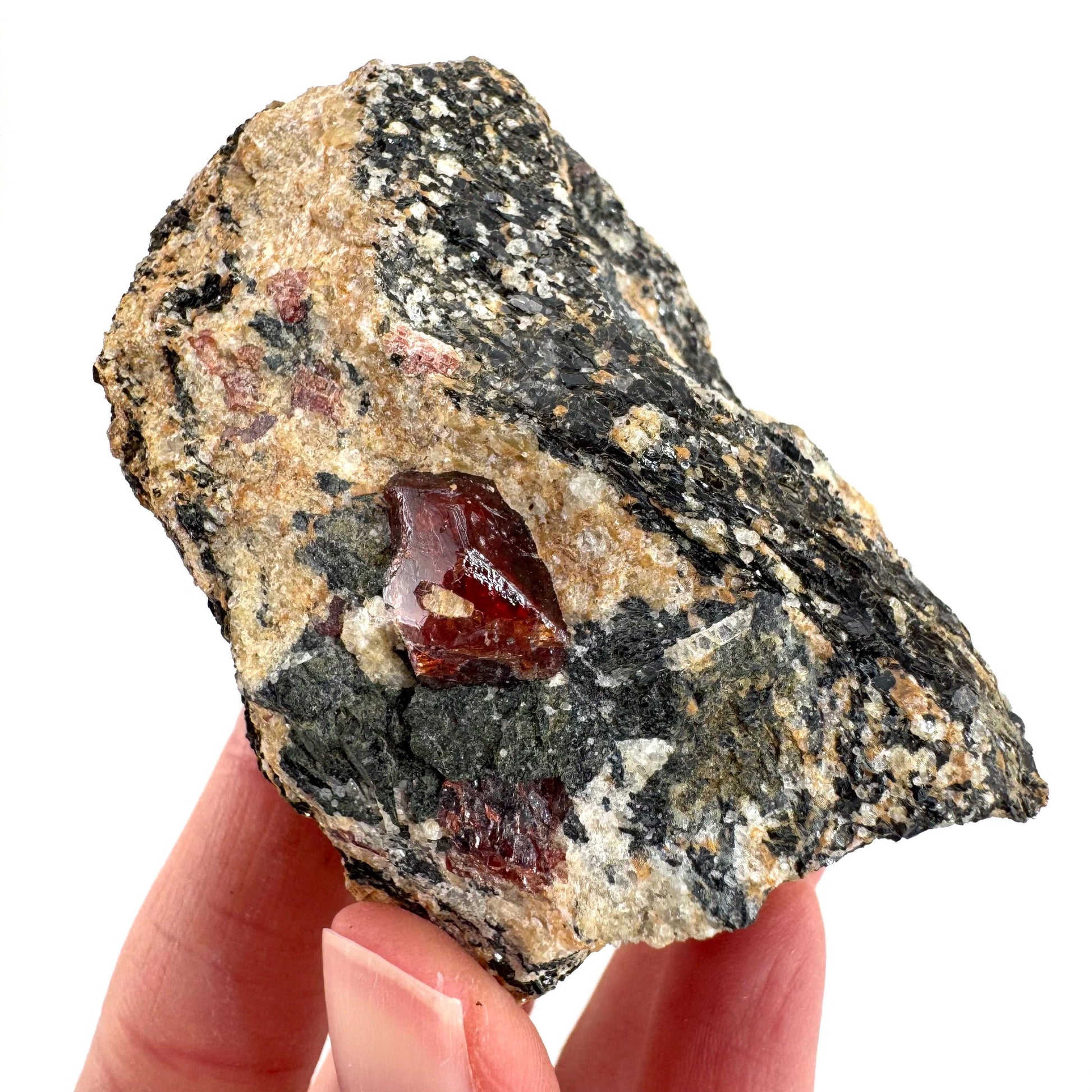 Red Zircon on Matrix | natural red crystal, mineral specimen from Pakistan