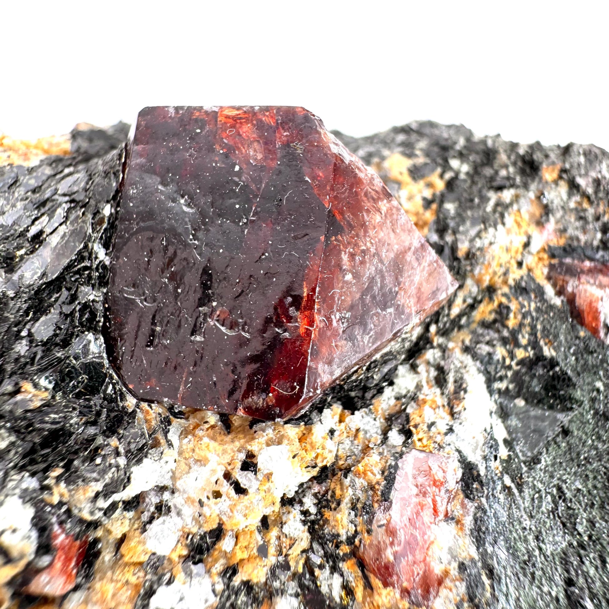 Red Zircon on Matrix | natural red crystal, mineral specimen from Pakistan