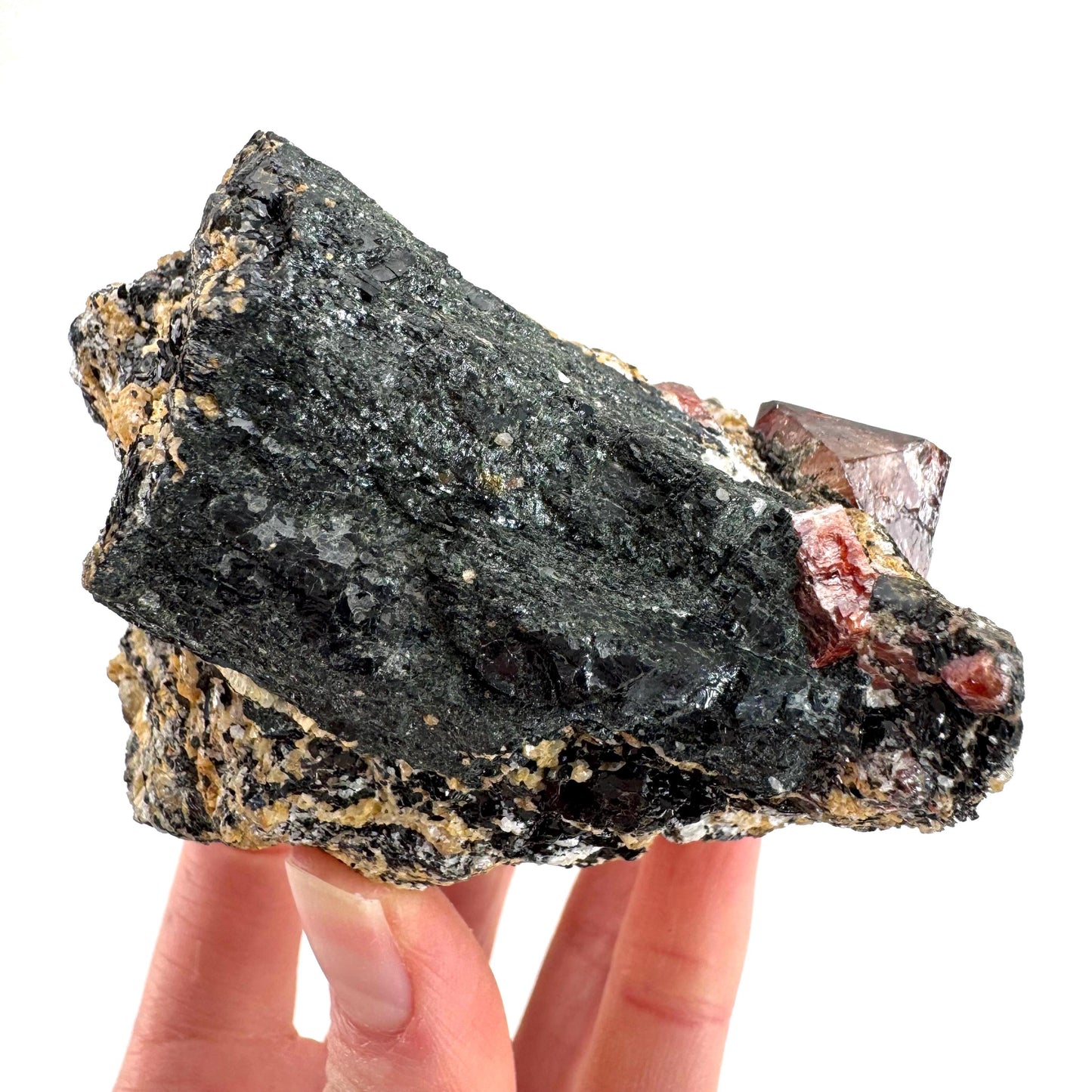 Red Zircon on Matrix | natural red crystal, mineral specimen from Pakistan
