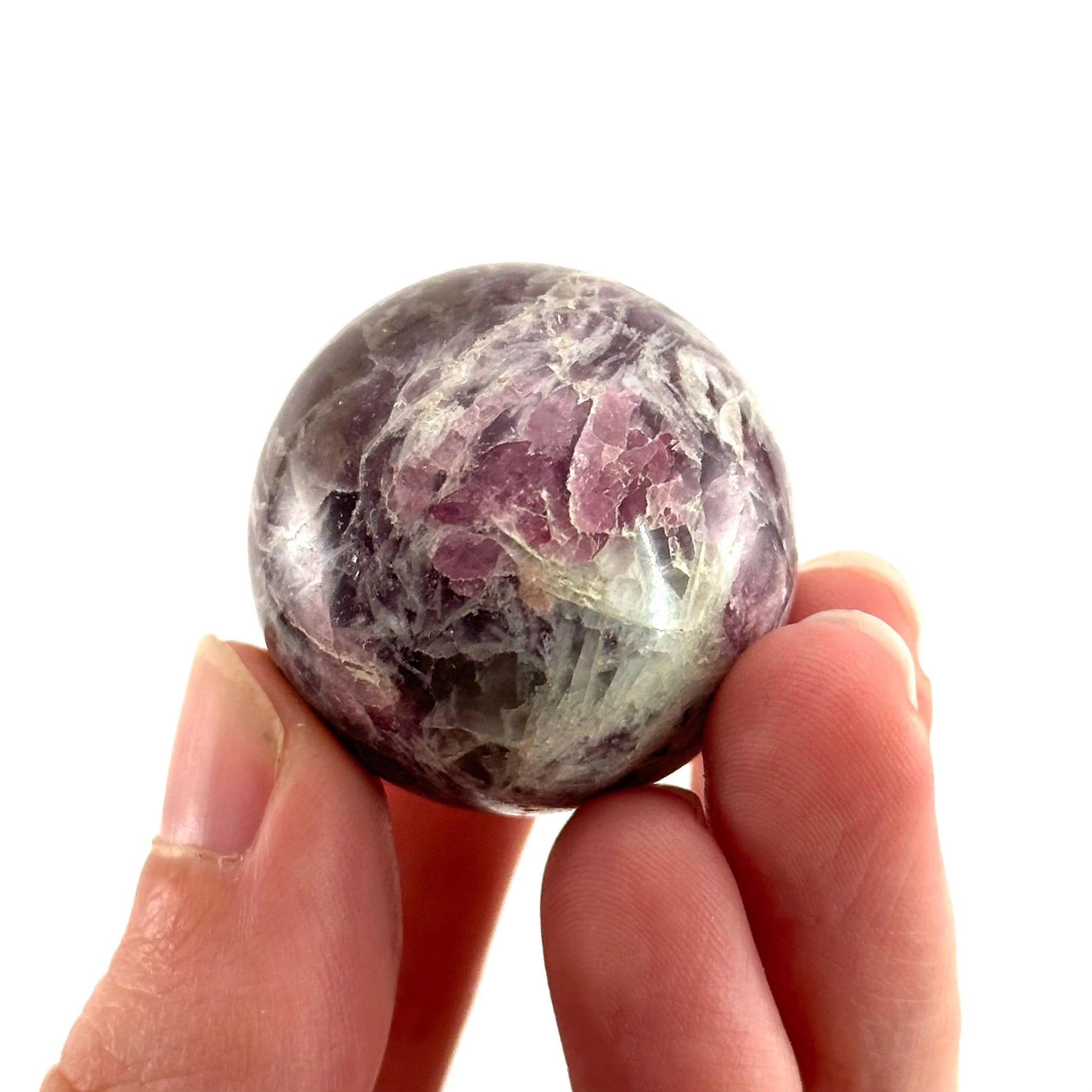 Unicorn Stone Sphere | Polished Crystal Ball with Lepidolite & Pink Tourmaline (Heart Chakra)