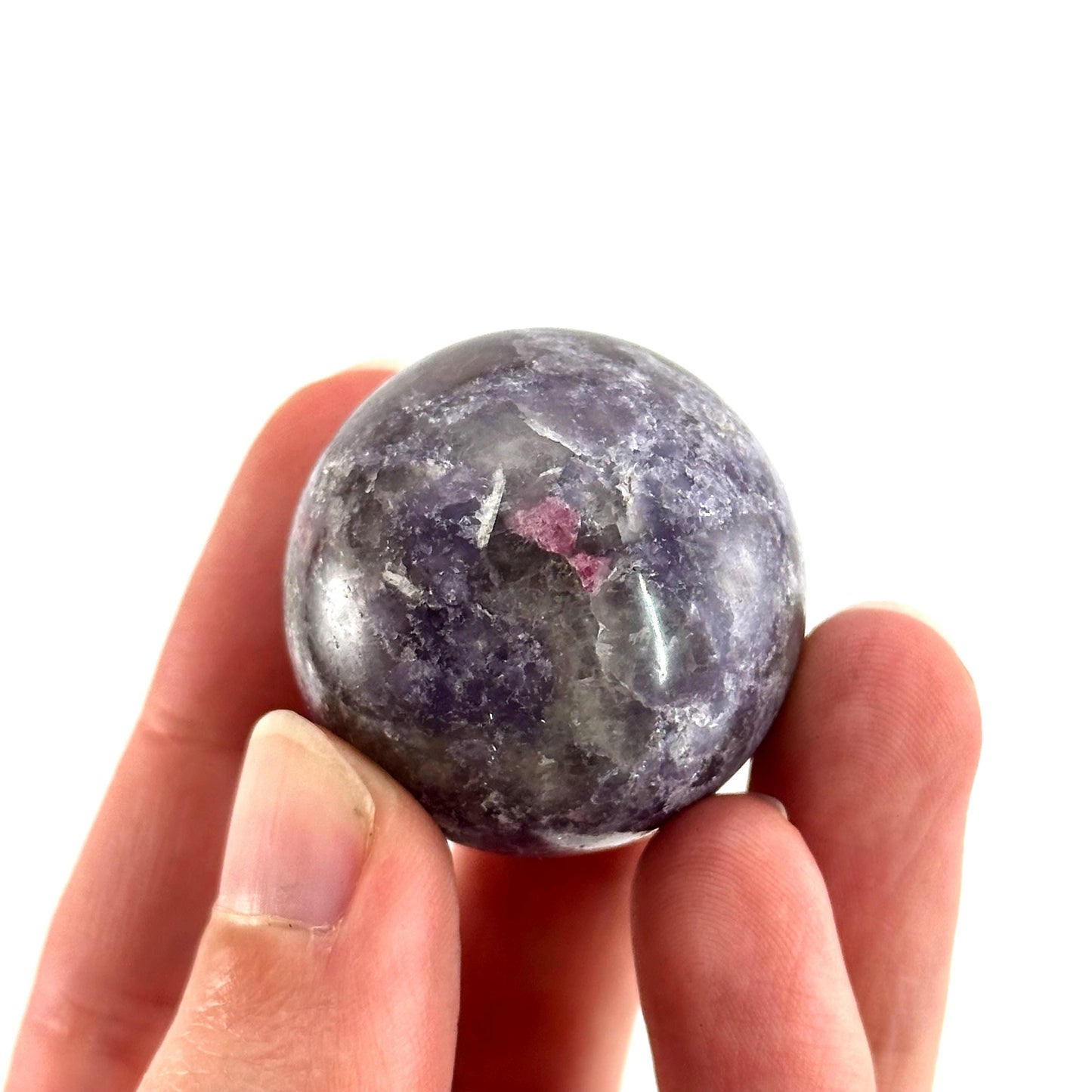 Unicorn Stone Sphere | Polished Crystal Ball with Lepidolite & Pink Tourmaline (Heart Chakra)