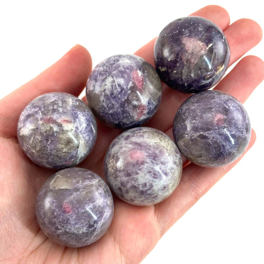 Unicorn Stone Sphere | Polished Crystal Ball with Lepidolite & Pink Tourmaline (Heart Chakra)