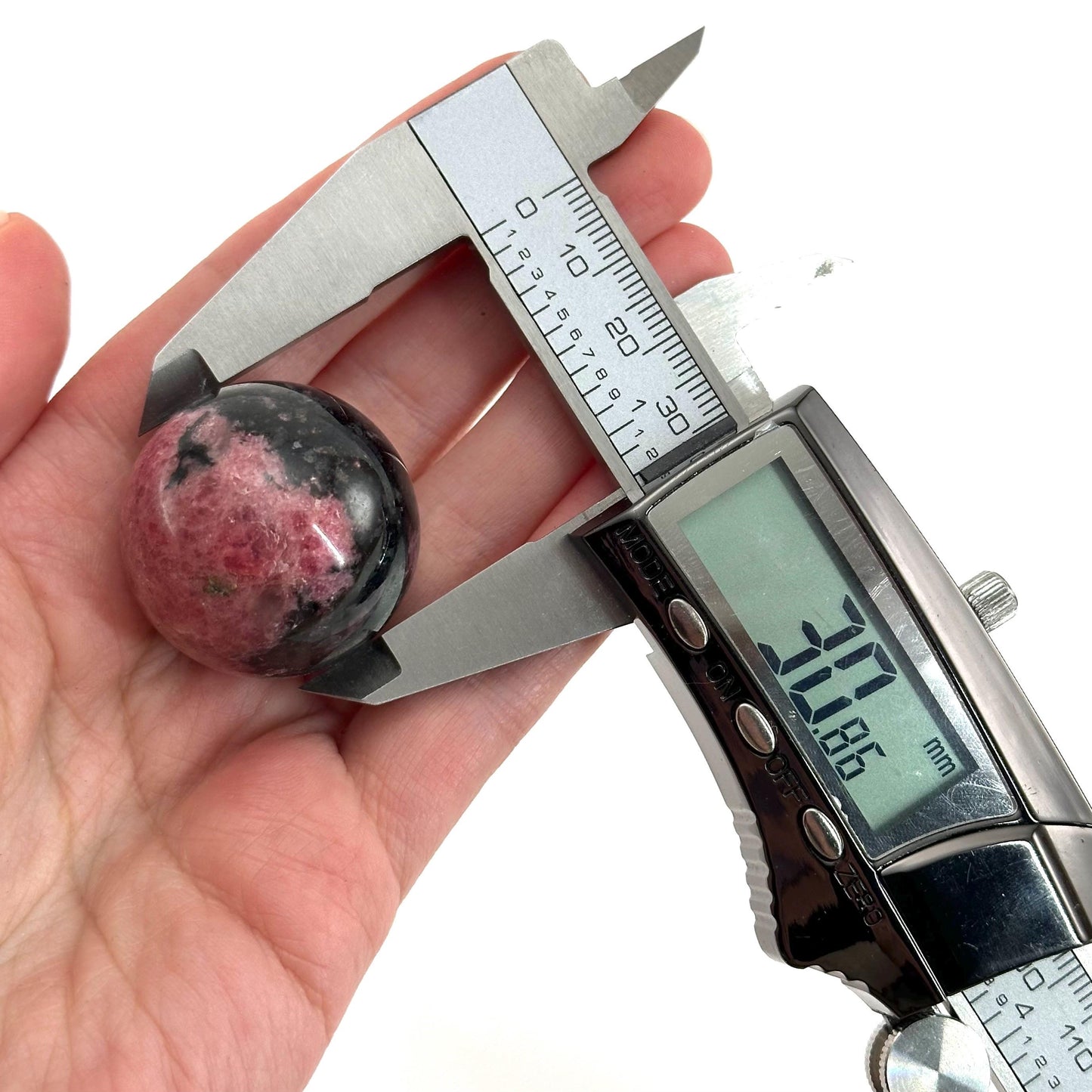 Rhodonite Sphere, crystal ball, Rhodonite sphere, Rhodonite palm stone, crystal sphere