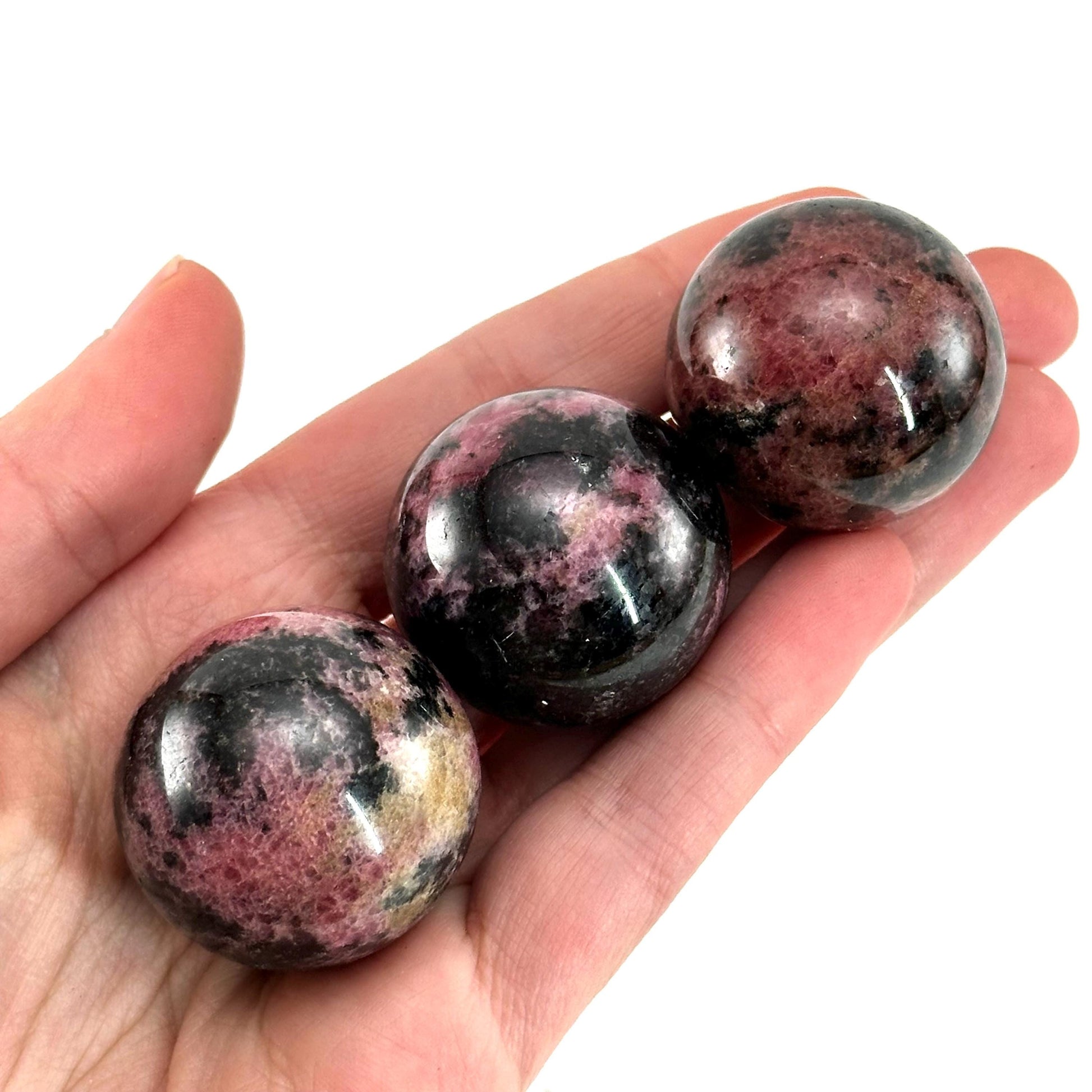 Rhodonite Sphere, crystal ball, Rhodonite sphere, Rhodonite palm stone, crystal sphere