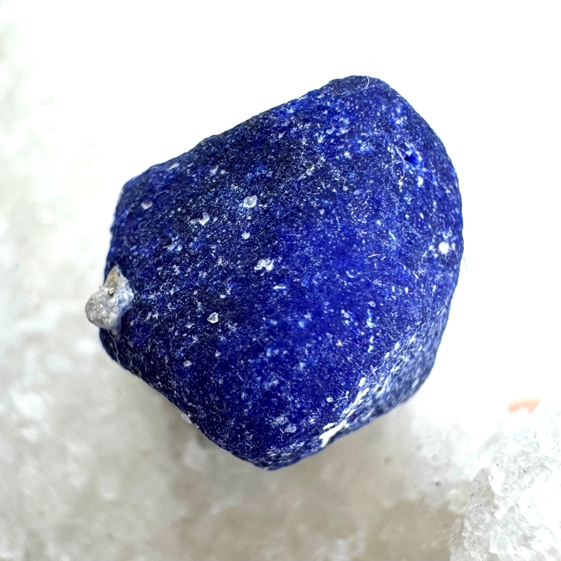 Lazurite on Calcite | blue crystal cluster, natural mineral specimen