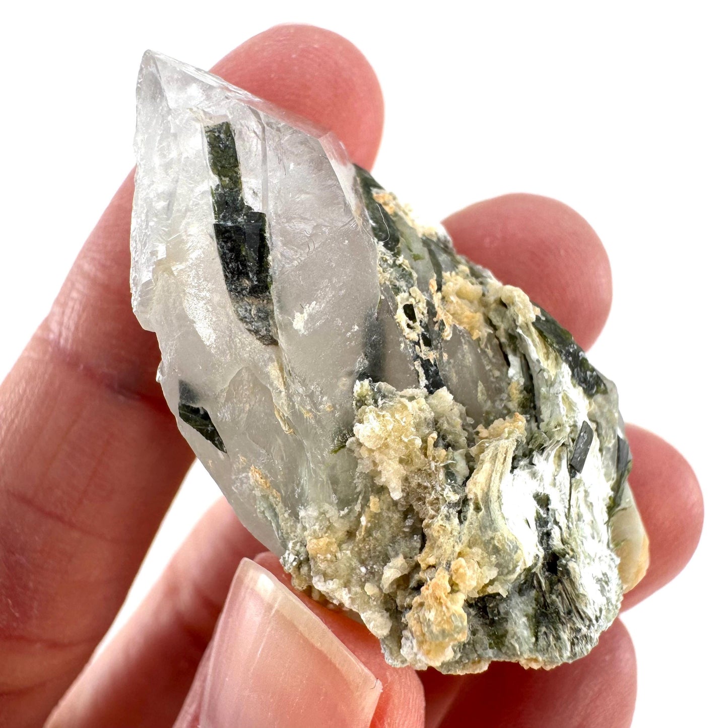 Yellow Bone Quartz with Epidote | mango quartz crystal, mineral specimen from Pakistan
