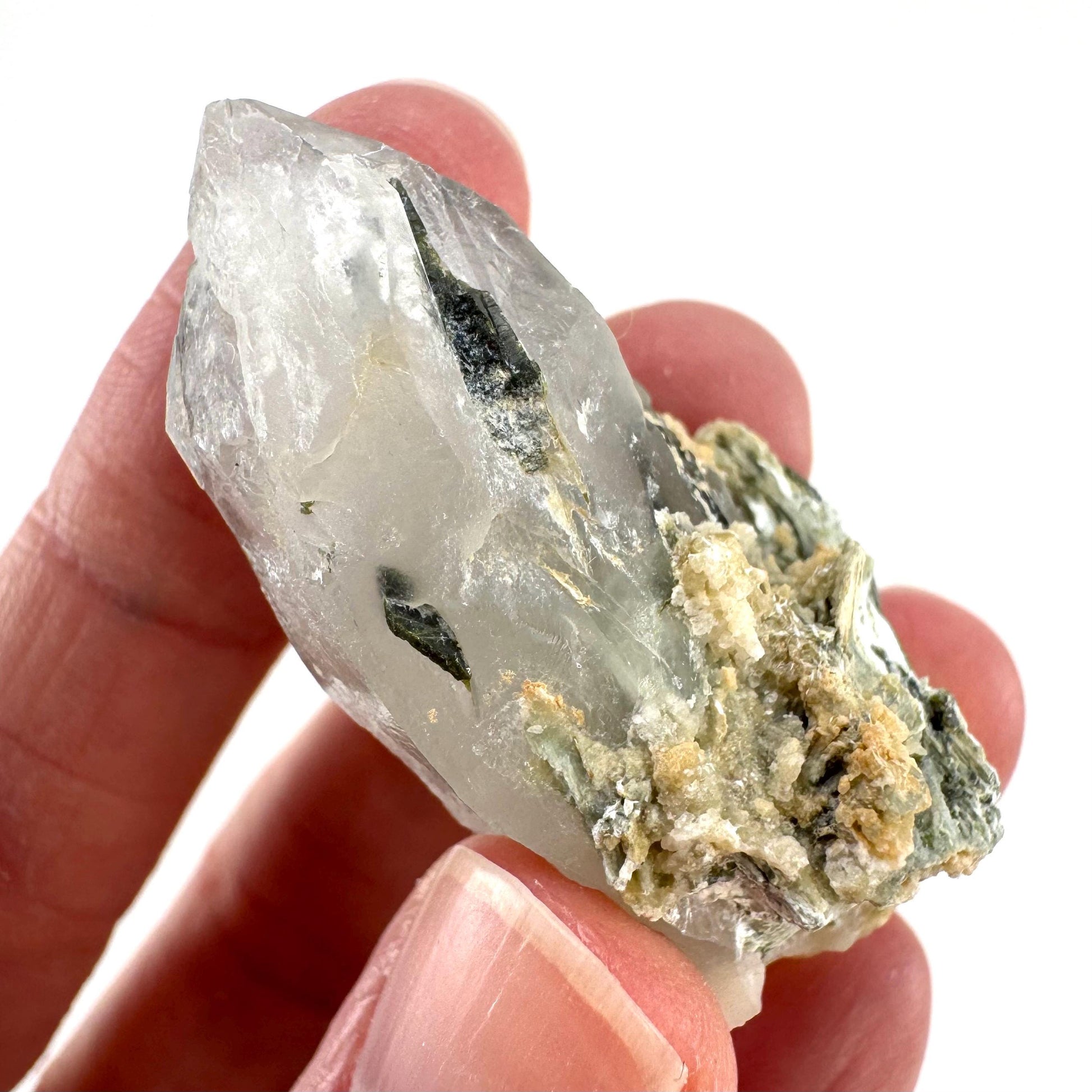 Yellow Bone Quartz with Epidote | mango quartz crystal, mineral specimen from Pakistan