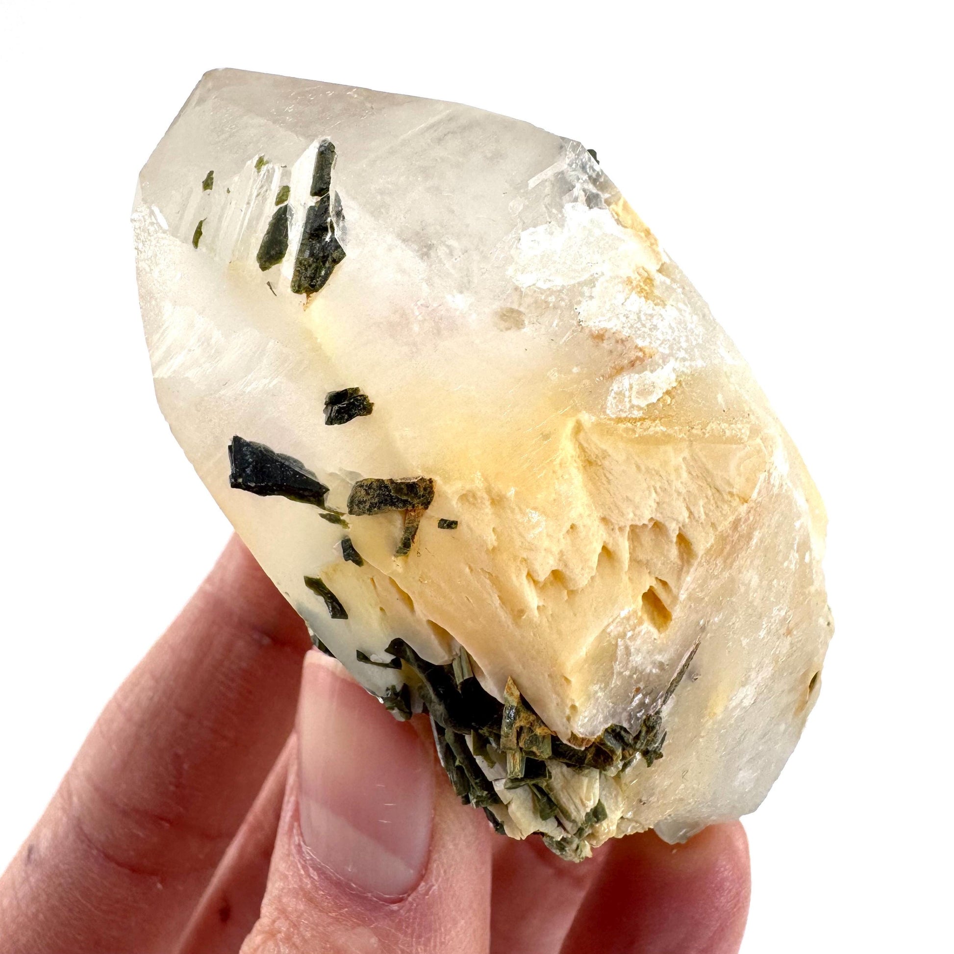 Yellow Bone Quartz with Epidote | mango quartz crystal, mineral specimen from Pakistan