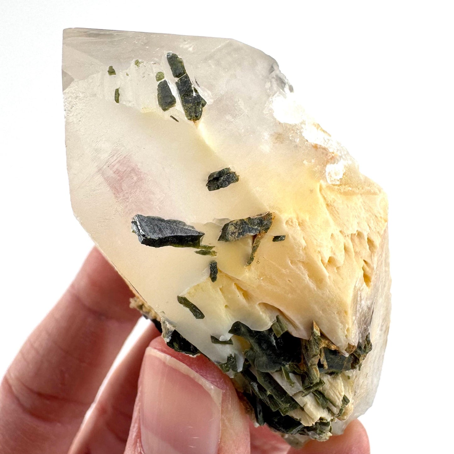 Yellow Bone Quartz with Epidote | mango quartz crystal, mineral specimen from Pakistan