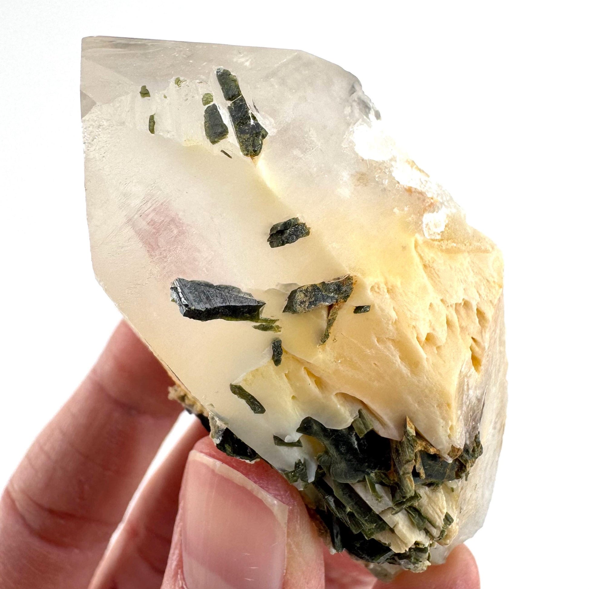 Yellow Bone Quartz with Epidote | mango quartz crystal, mineral specimen from Pakistan