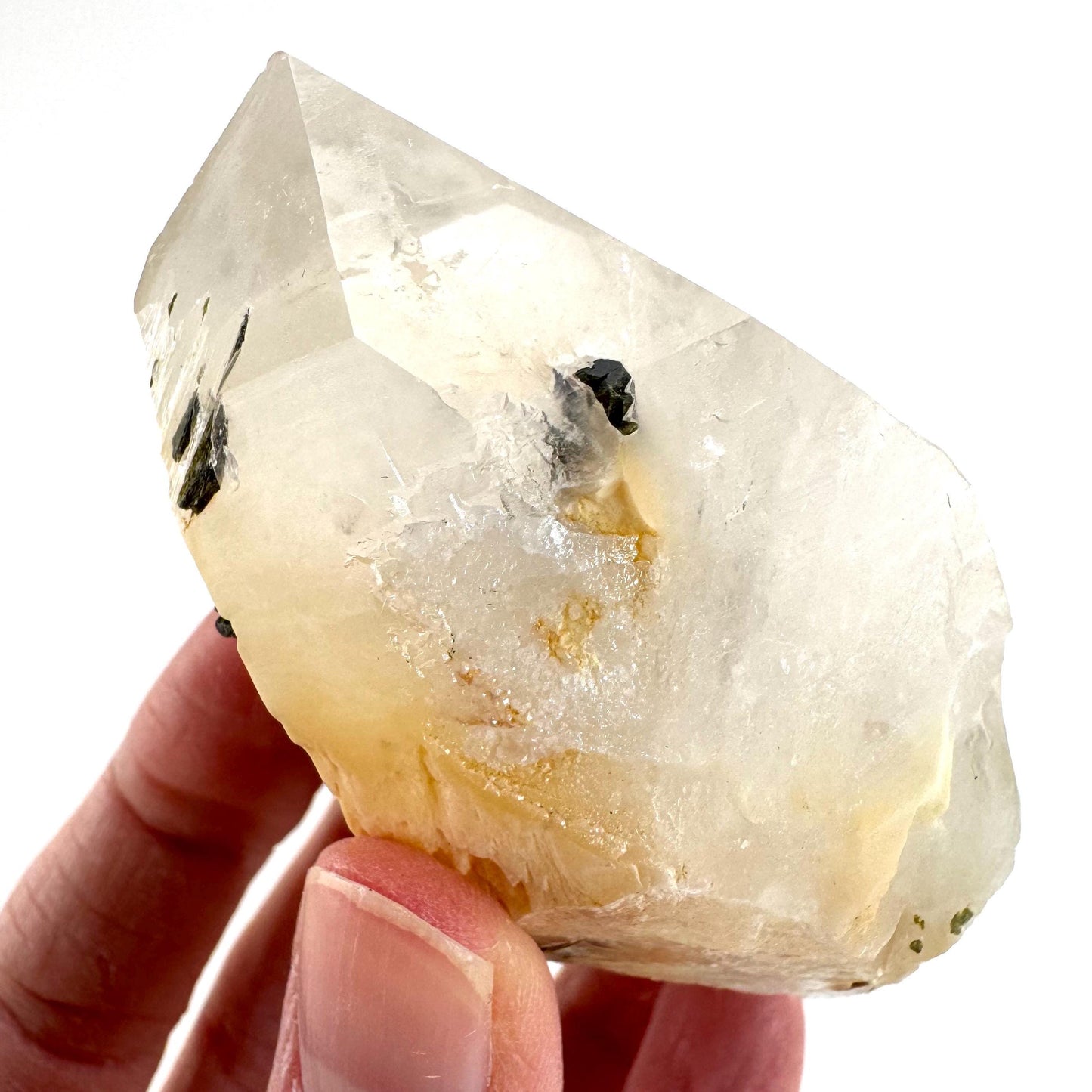 Yellow Bone Quartz with Epidote | mango quartz crystal, mineral specimen from Pakistan