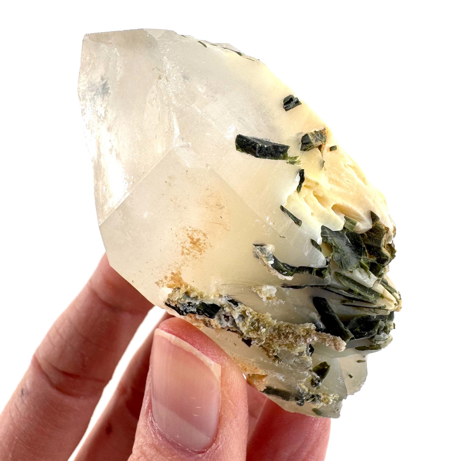 Yellow Bone Quartz with Epidote | mango quartz crystal, mineral specimen from Pakistan